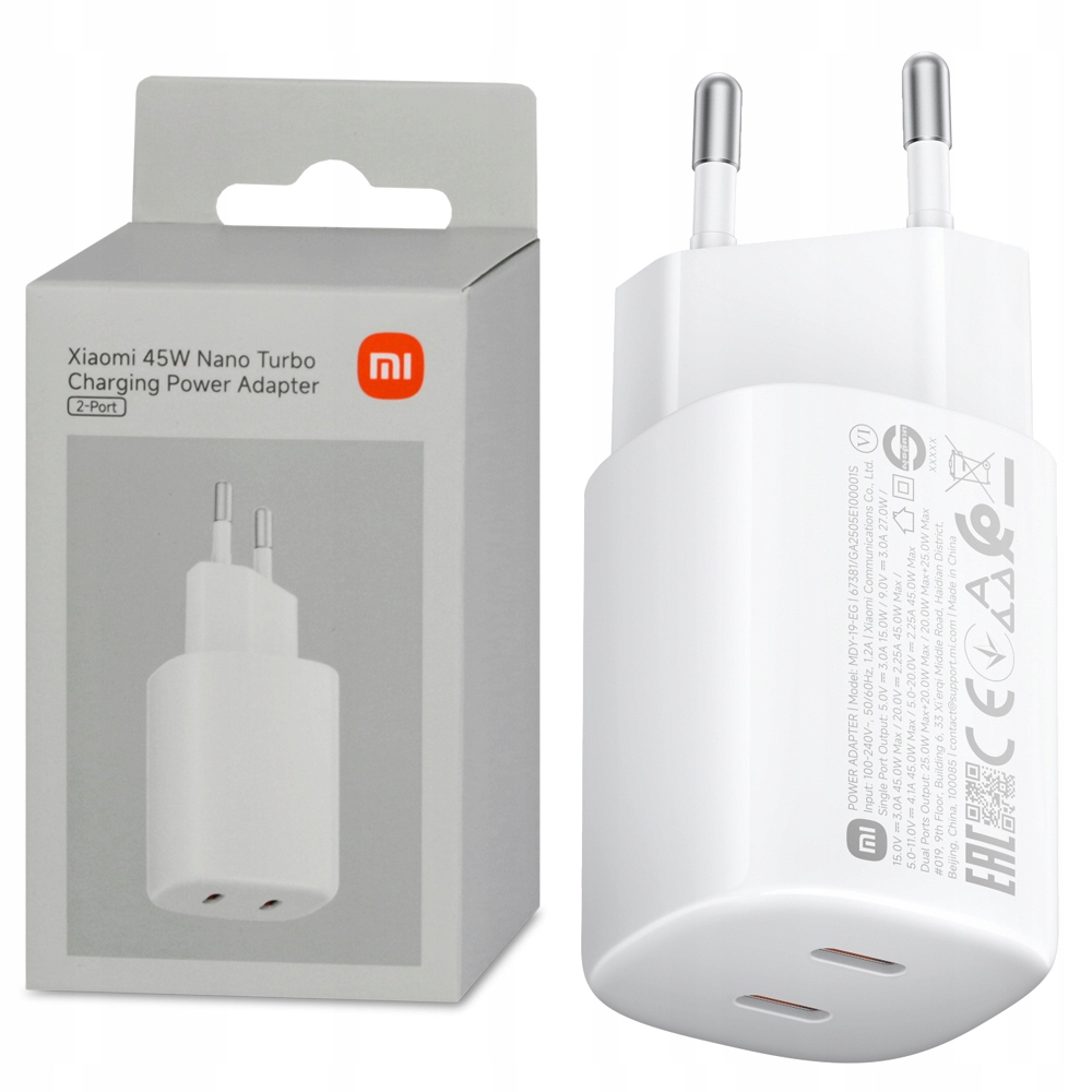 Xiaomi Nano rychlá malá síťová nabíječka 45W 2 porty Usb-c PD3.0 QC3.0