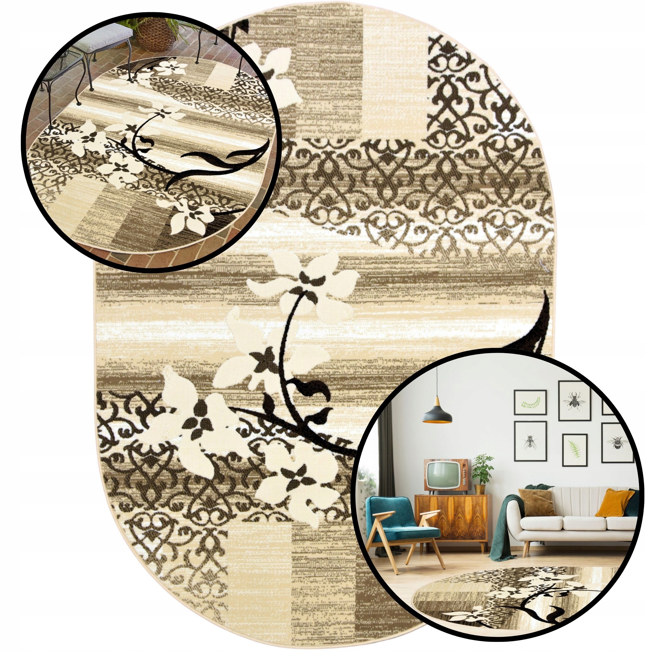 Koberec Moderní Koberec Oválný Béžový Venezia Koberce Do Obývacího Pokoje 160x225