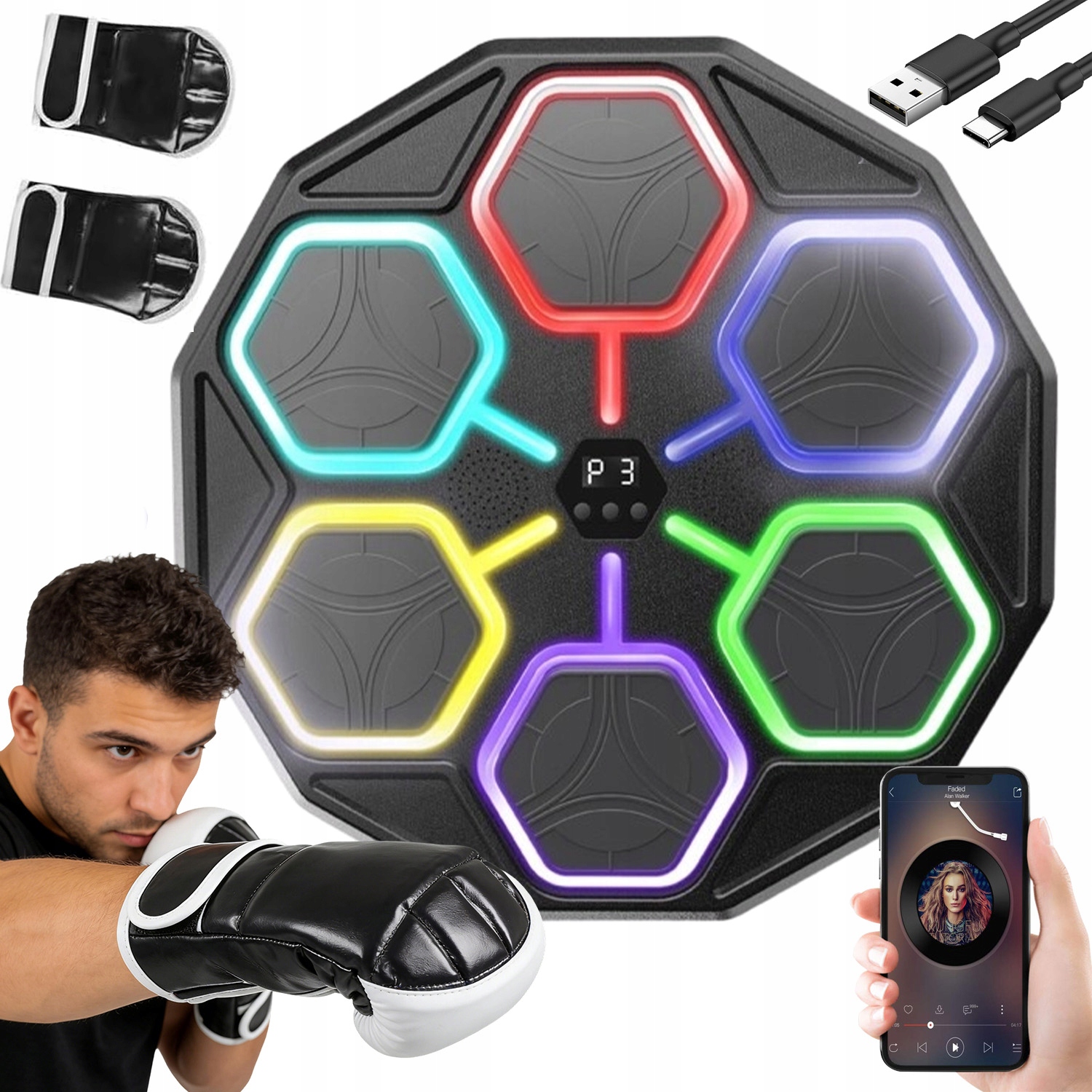 Sprzęt Bokserski Montowany Na Ścianie Z Muzyką Bluetooth Do Ćwiczeń