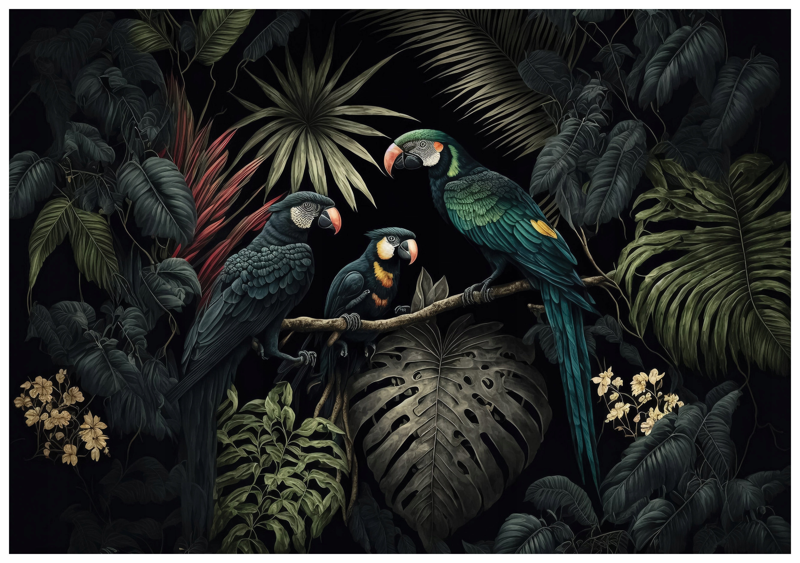 Fototapeta Papoušci Tropická džungle vinylová 416x254 lepidlo