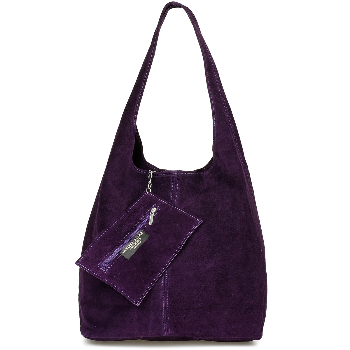 Kožená kabelka shopperka A4 dámská semišová velká přes rameno s kapsou