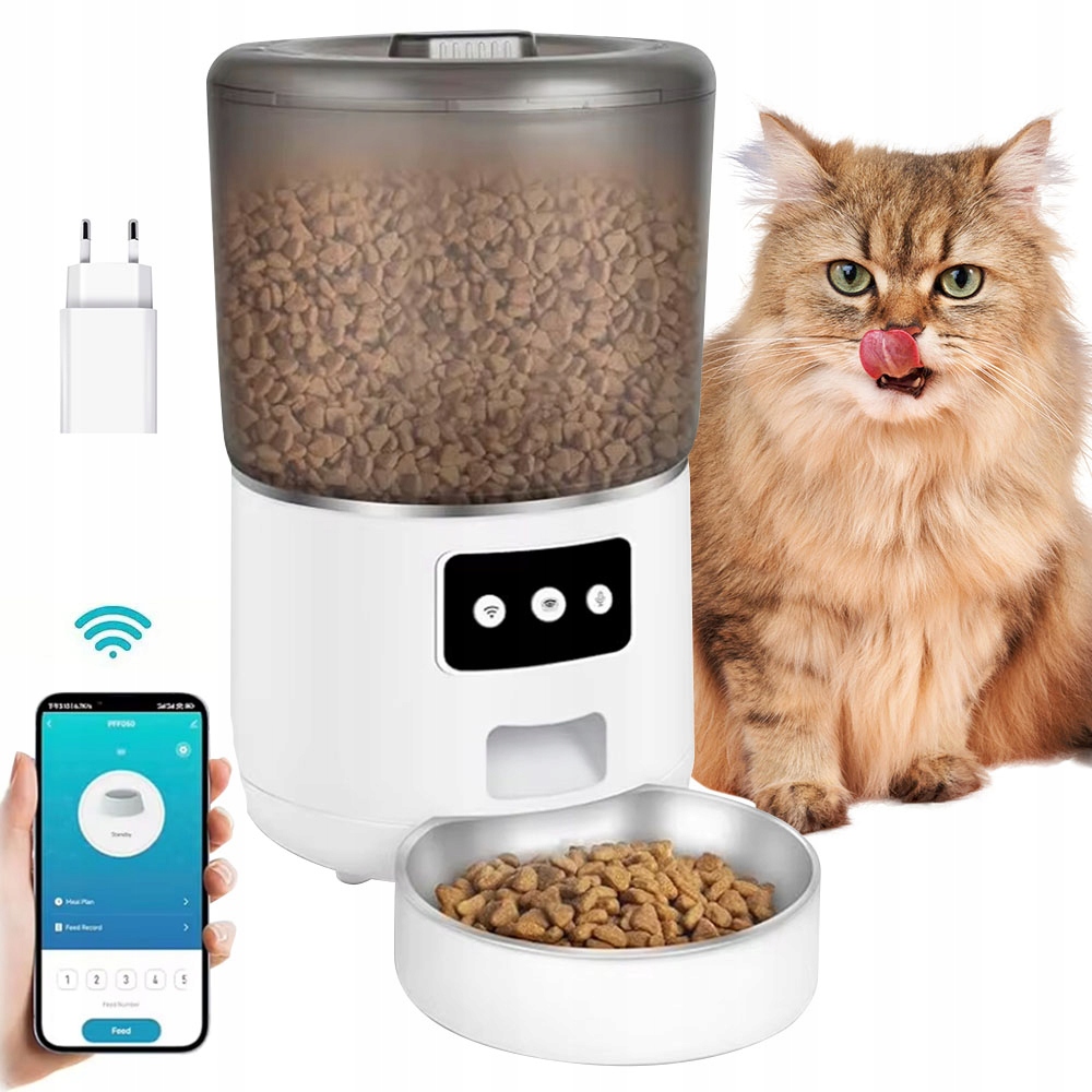 Levně Smart Feeder 4L Automatická Wifi Aplikace Nerezová Ocel Pro Kočky Psa