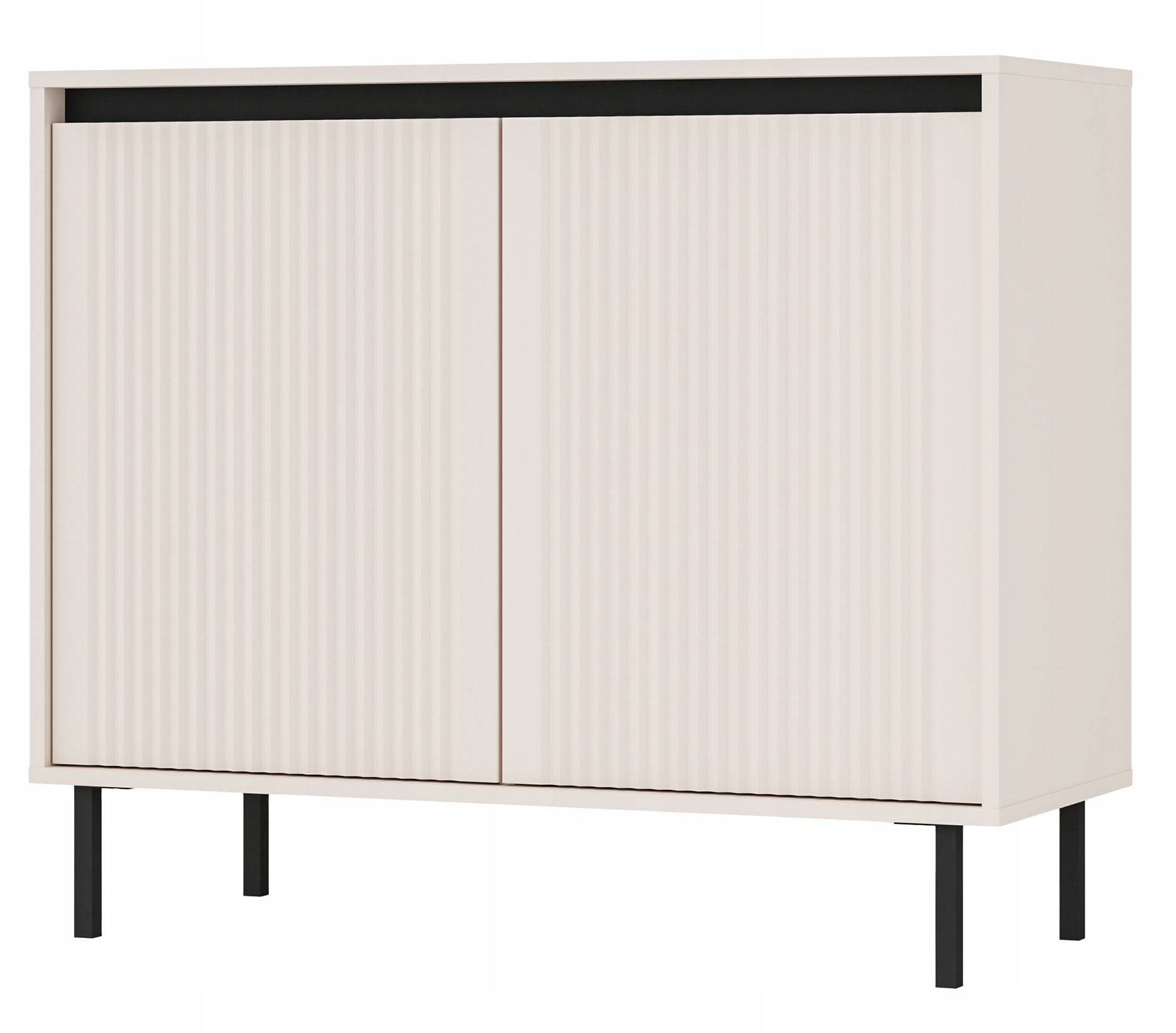 Dvoudveřová komoda Osaka s rýhovanými čely, 100 cm, pískově béžová