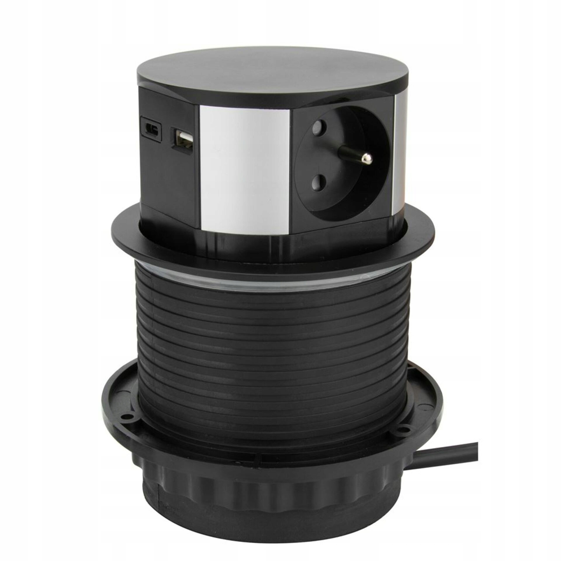 Solight 3z + USB A+C wysuwany blok gniazd, 2m, czarny PP100USBC-B