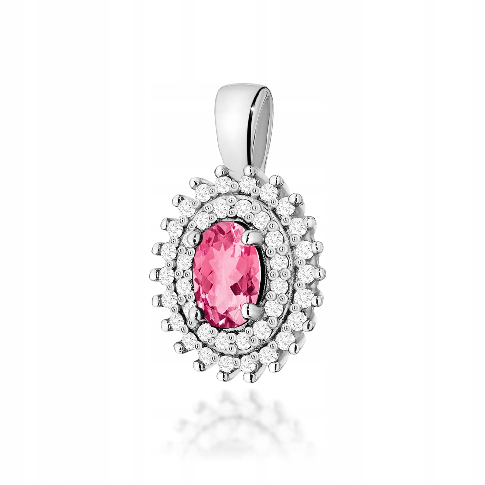 Přívěsek z bílého zlata 585, bohatě zdobený markýzou, růžový topaz, briliant
