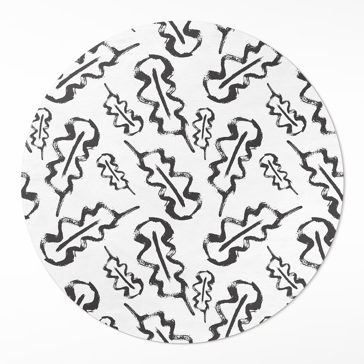 Kulatý Koberec Vinyl Pvc fi 60 cm Malované listy v minimalistickém stylu