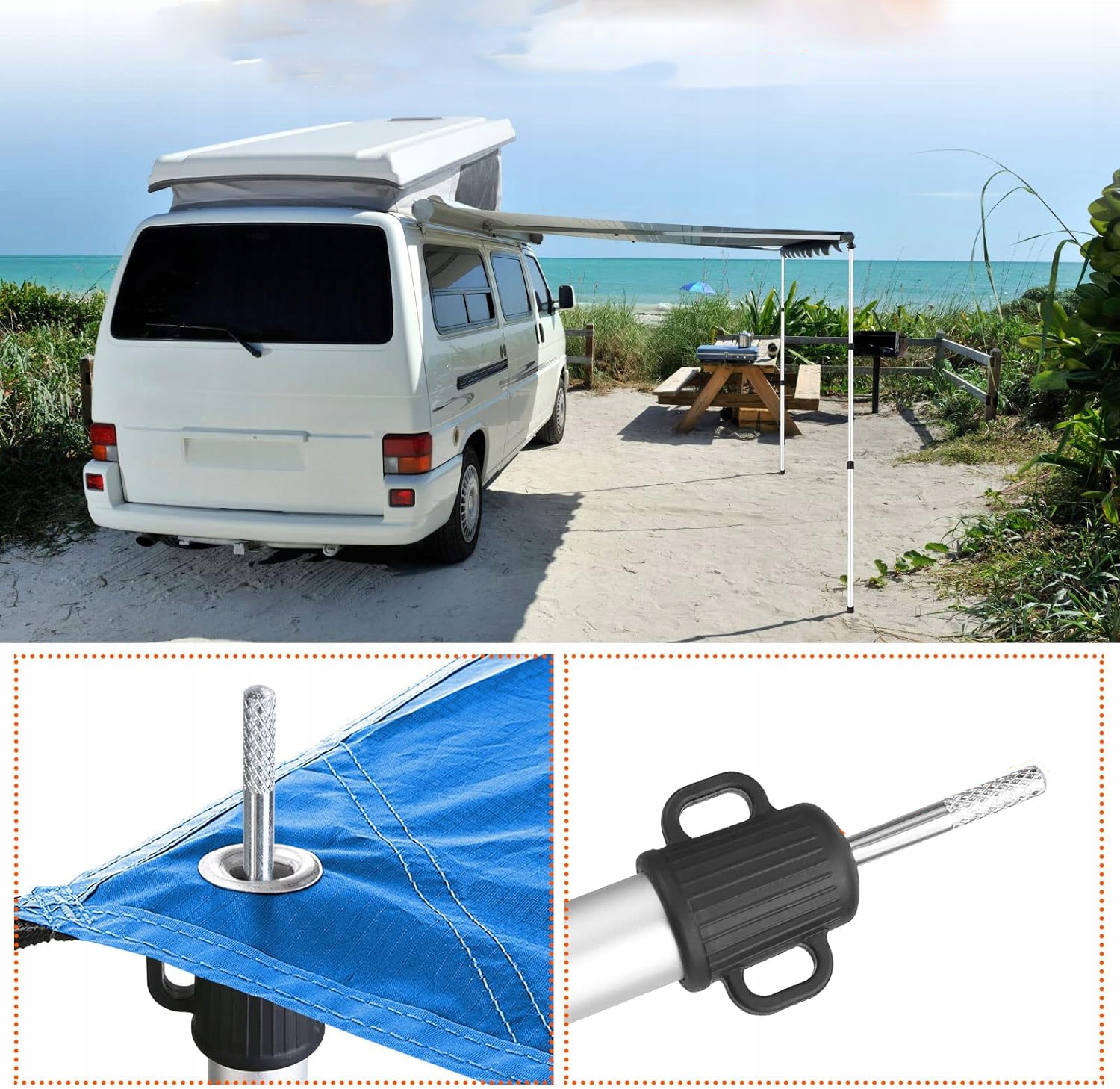 2el. RURKA PODPOROWA TELESKOPOWA PRZEDSIONKA MASZT NAMIOTU 90-230CM MASZTÓW Materiał aluminium