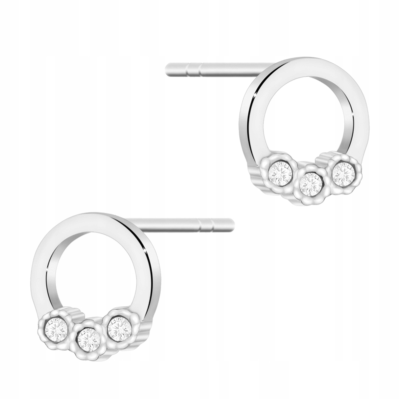 Bílé Zlaté Náušnice pr. 585 Celebrity s brilianty Kola 0,052ct Tužka