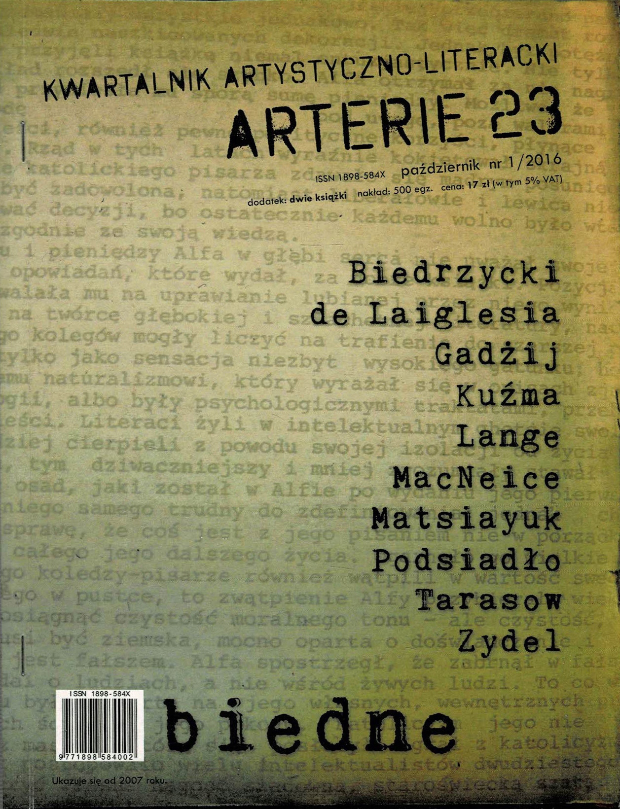 Arterie 23 Kwartalnik Artystyczno-Literacki 1/2016