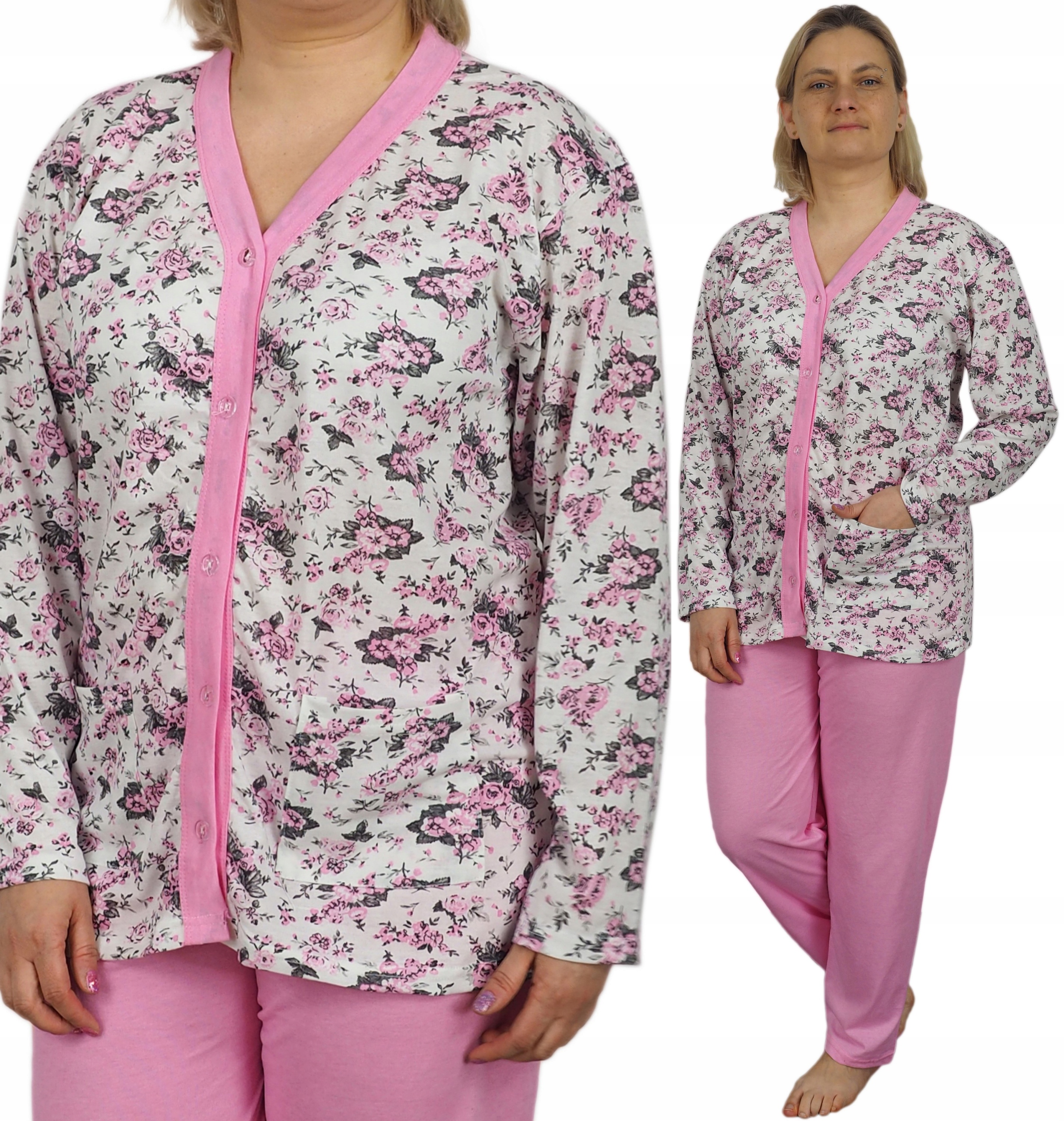 

Piżama damska 2XL Kwiaty rozpinana Plus size XXL