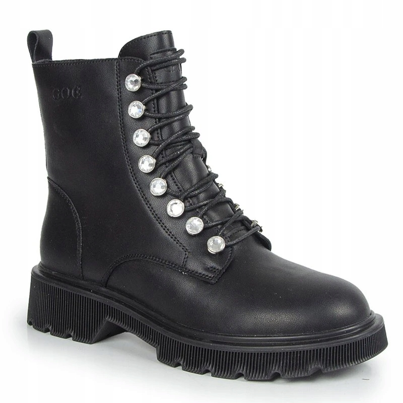 Goe OO2N4103 Černé Kožené Kotníkové Boty Se Zirkony 38