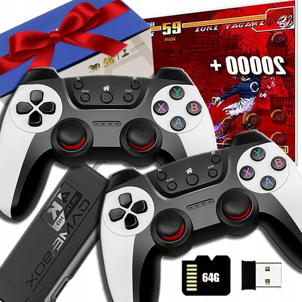 Bezprzewodowa Konsola Do Gier Retro Tv Game Stick 4K+2 PODKŁADKI+30000 Gier