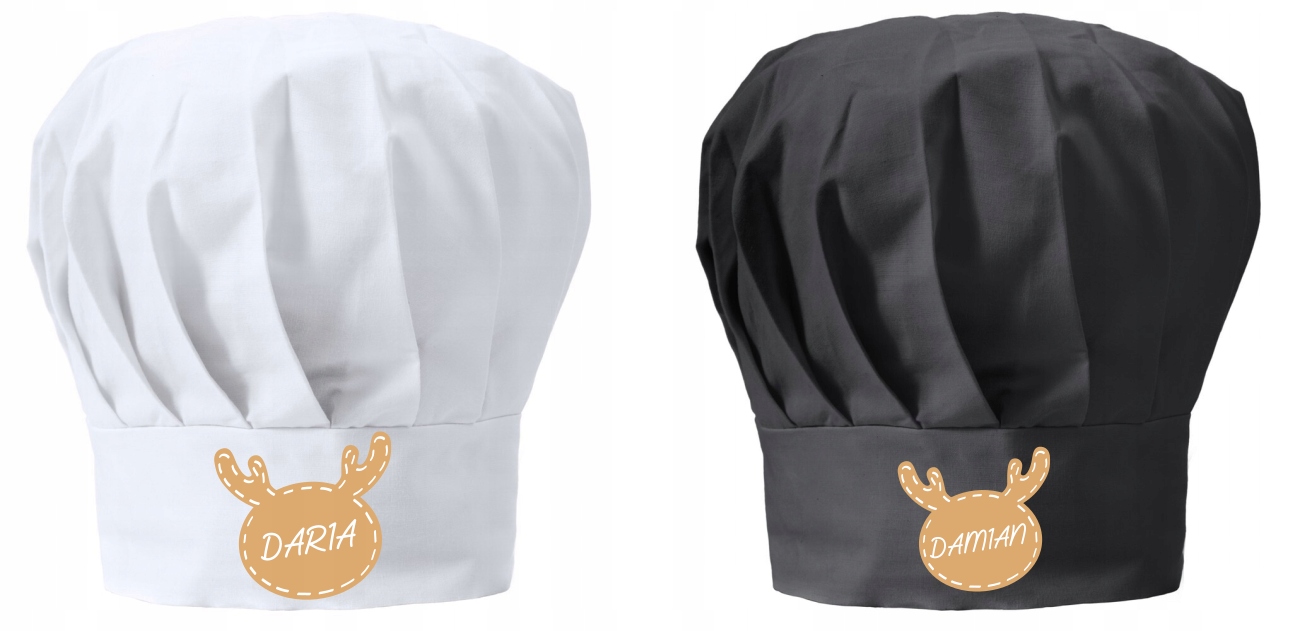 Kuchařská čepice pro pár Dvě čepice s vánočním potiskem jméno