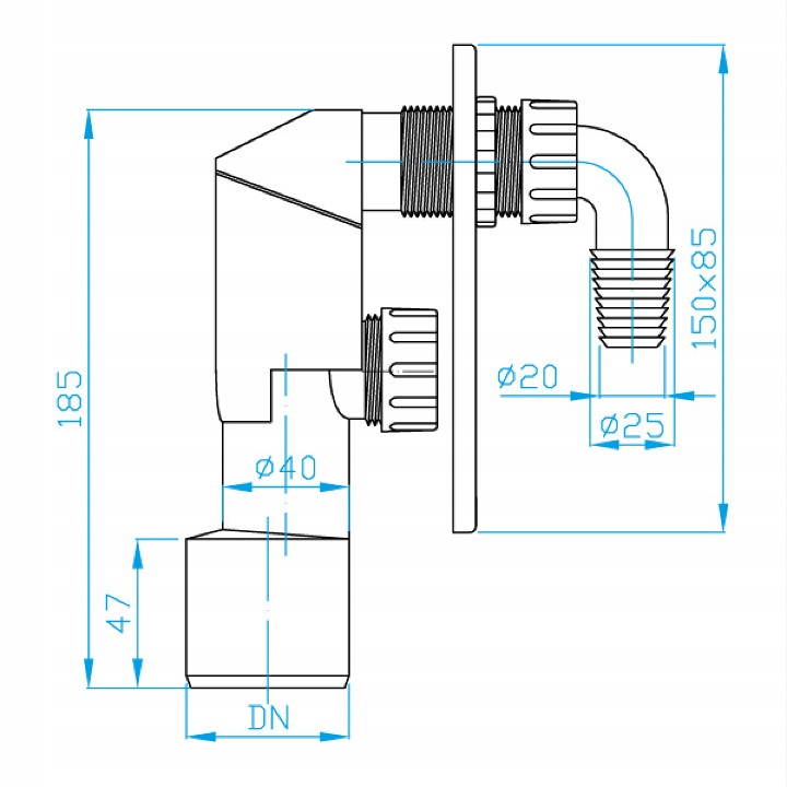 SYFON PODTYNKOWY ODPŁYW DO PRALKI CHROM EAN (GTIN) 5900308735862