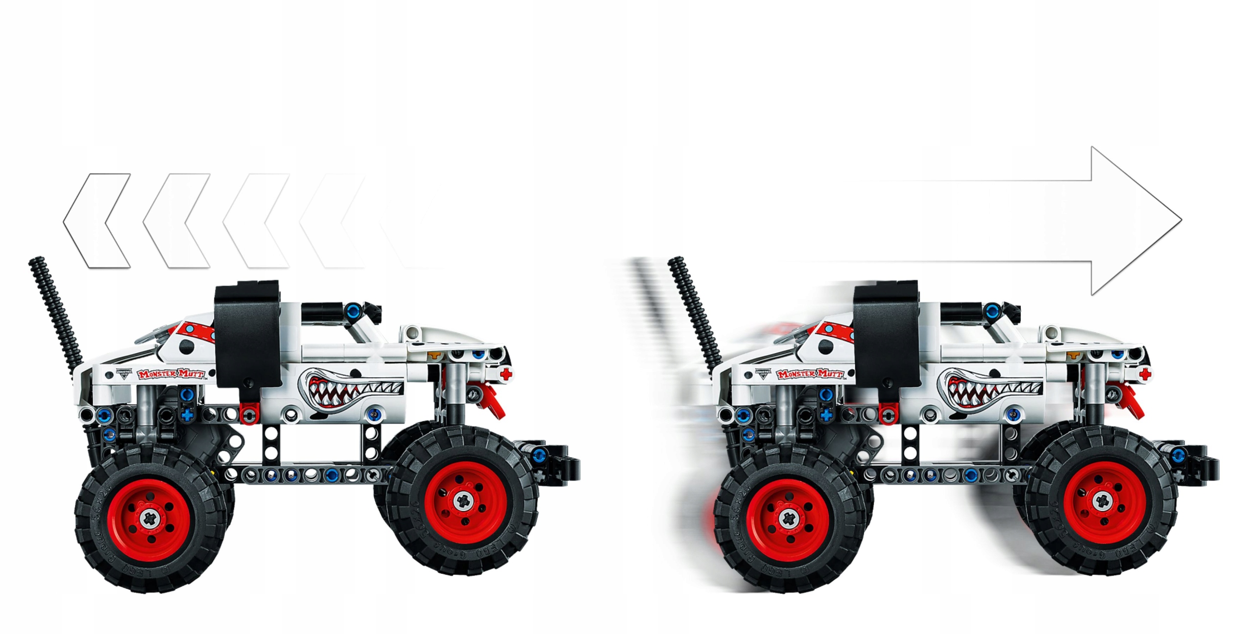 LEGO TECHNIC MONSTER TRUCK DALMATIAN SILNIK PULLBACK 2W1 JEEP AUTO Płeć chłopcy dziewczynki