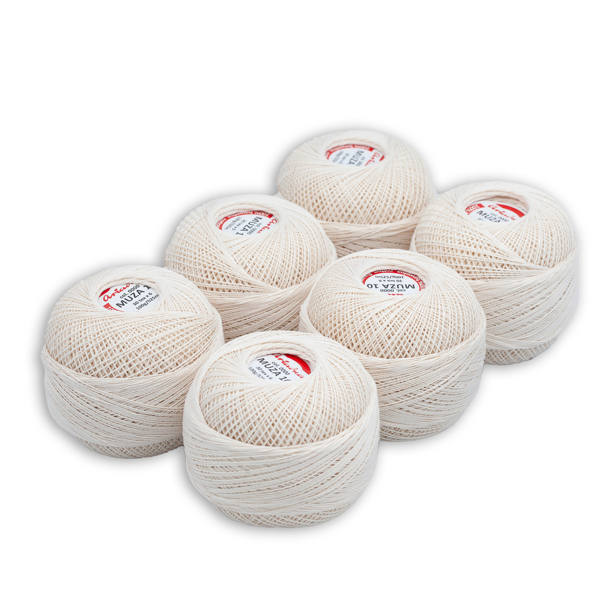 Háčkovací Příze Múza 10 ecru kol. 0000 6 Ks