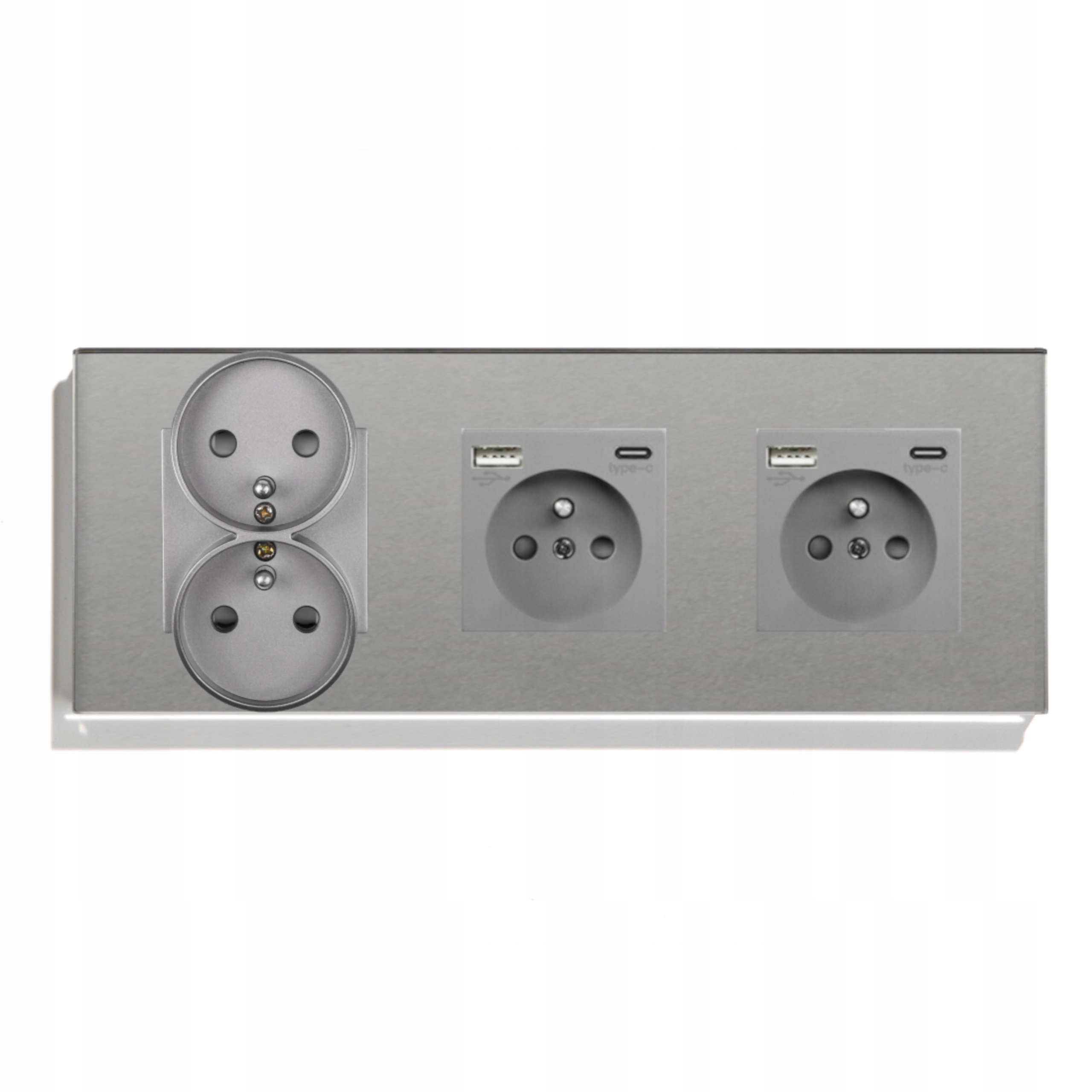 Elektrická Skleněná Zásuvka Trojitá Usb-c Usb A+c Rámeček 228 mm 20 W Qc