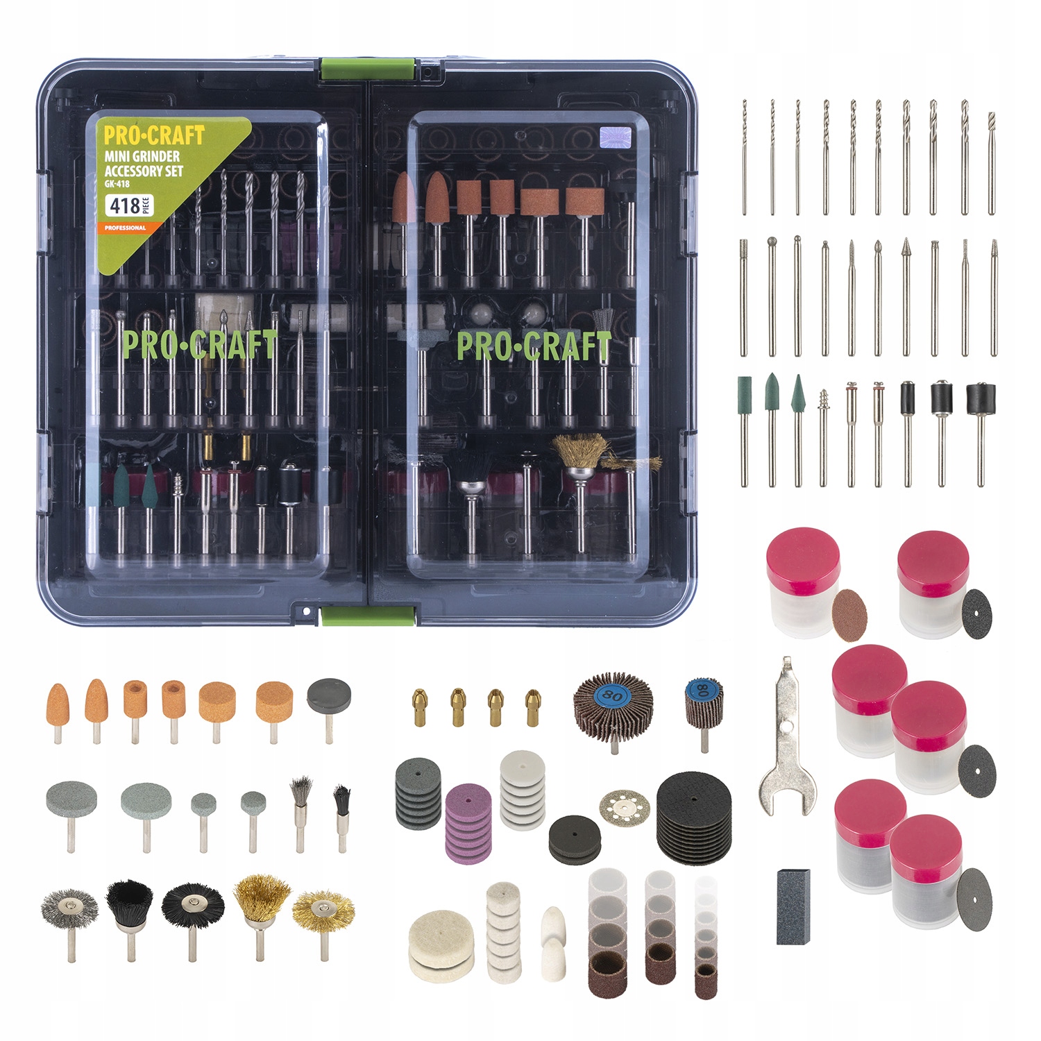 Procfraft GK-418 Sada příslušenství 415 ks pro minibrusky PG400, Dremel