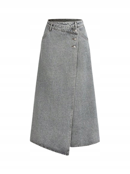 Shein Šedá Asymetrická Sukně S Knoflíky 44 1JC