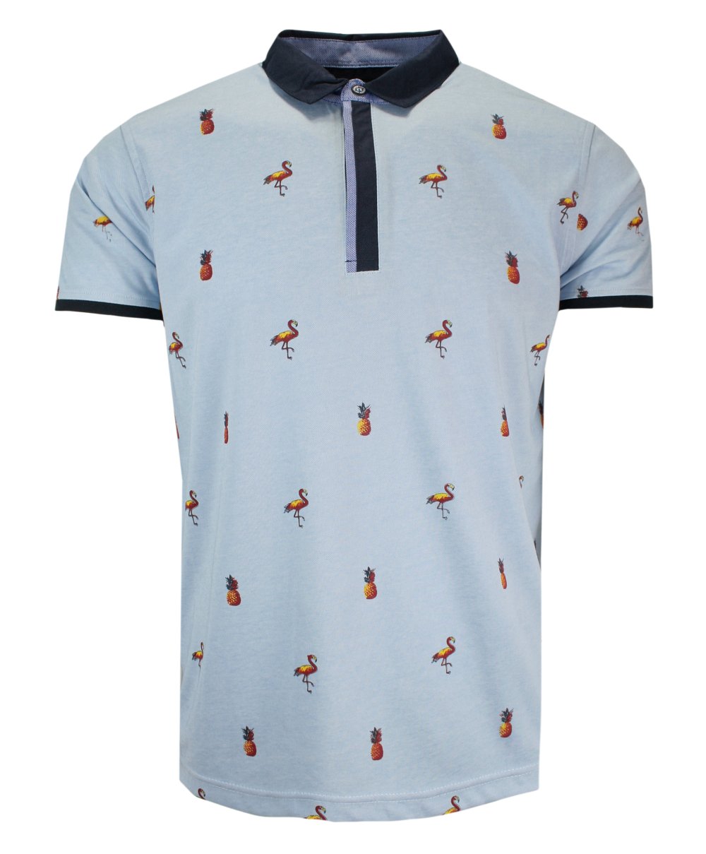 Modrá pánská Polokošile s potiskem L