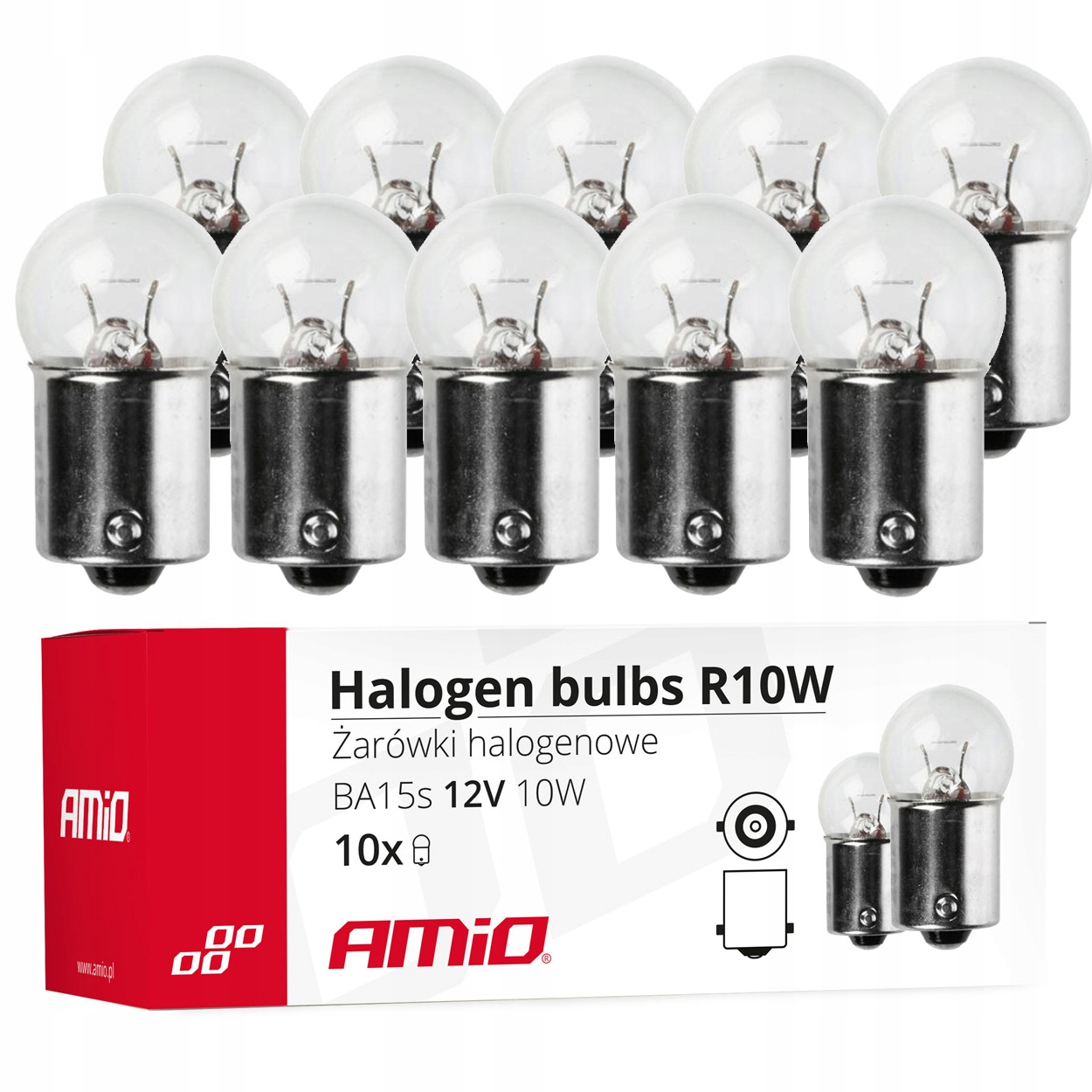 Żarówki Halogenowe żarówka R10W BA15s 12V Postojówka Stop Zestaw 10szt