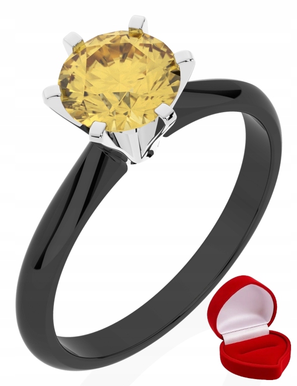 Zlatý Prstýnek 585 14k Safír 1 ct Černé Zlato R6