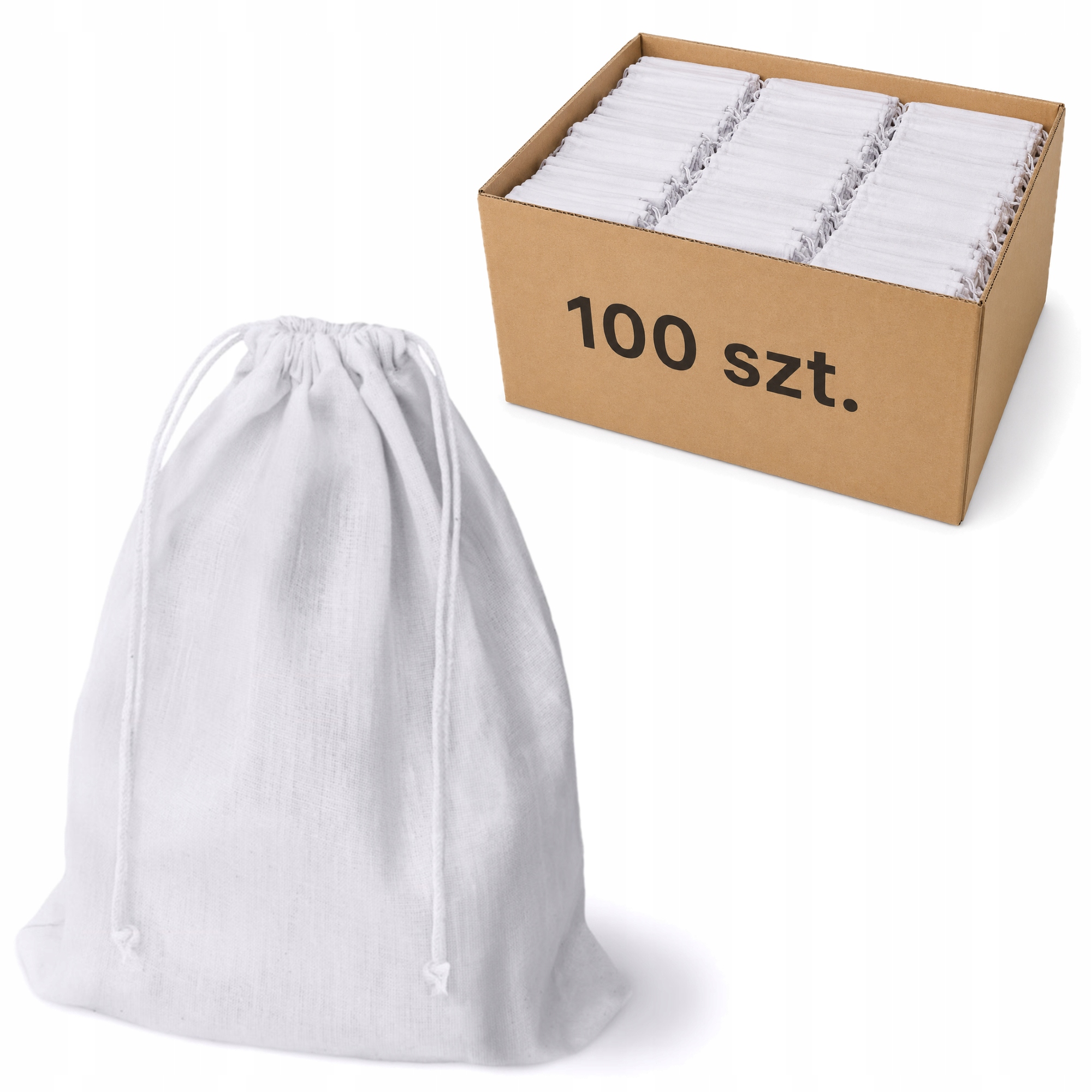 Woreczek Bawełniany 25x30 cm Biały Worek Pojemny 220g Na Drobiazgi 100 szt.