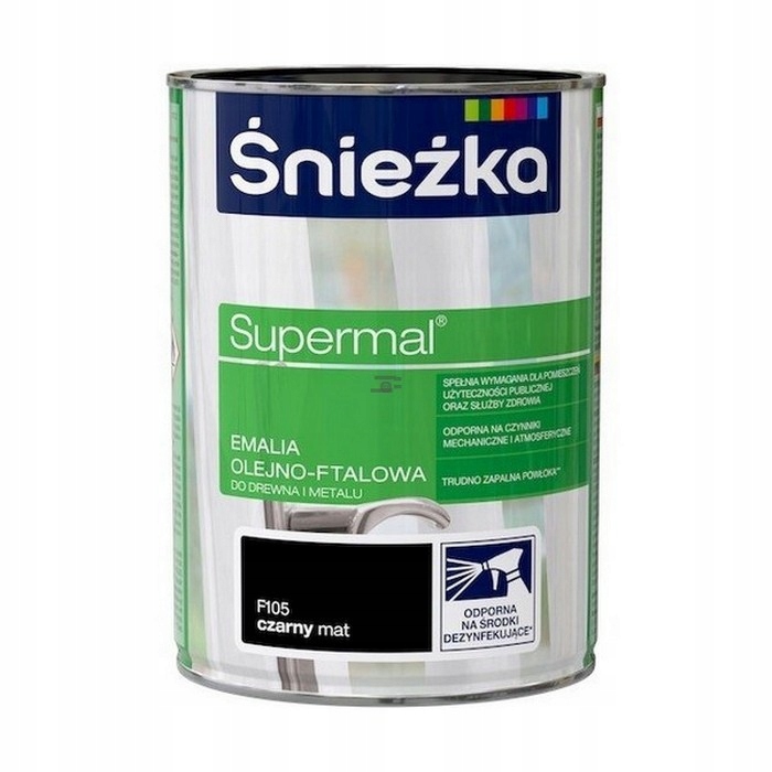 Śnieżka Olejna Czarny Mat F105 czarna 5L Supermal farba olejno-ftalowa