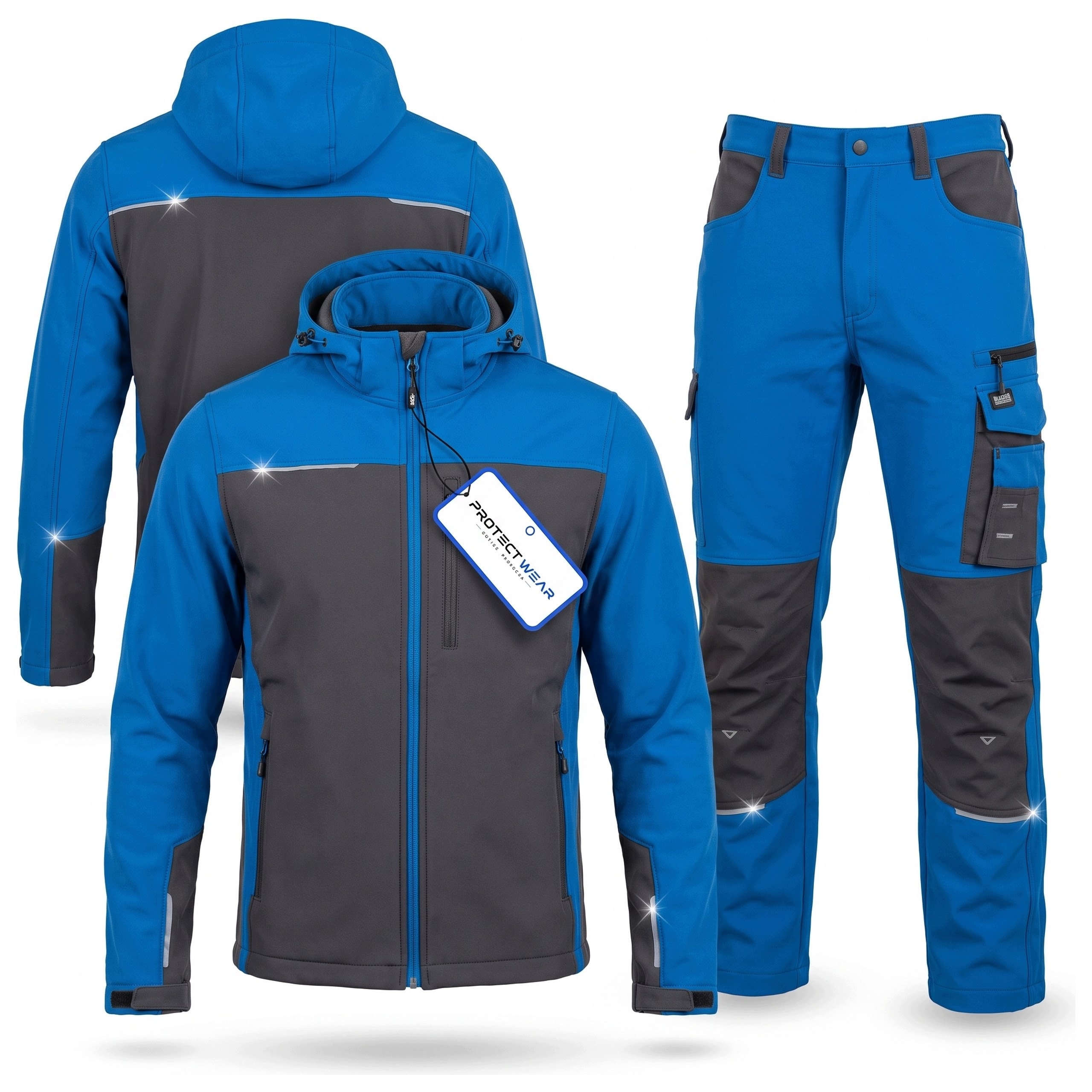 Pracovní oděv komplet softshell a elastické nepromokavé kalhoty vel.54