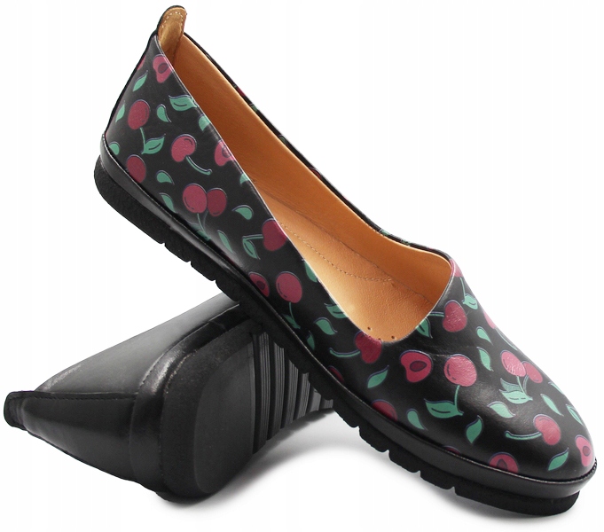 Černé baleríny z přírodní kůže pro ženy do práce Dla nohy 36