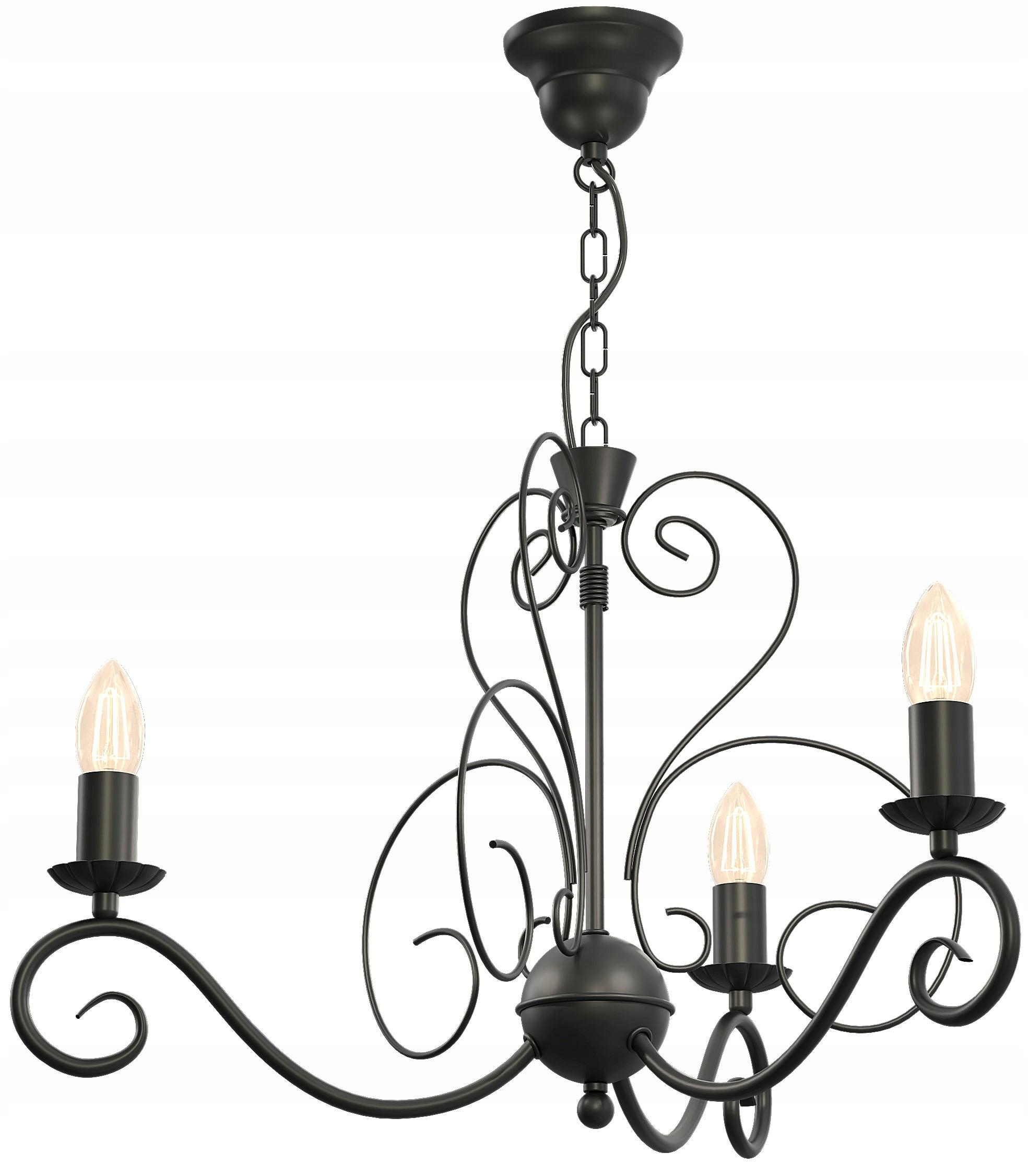 Svietniková lampa stropná Mauro čierna 3xE14 klasická do obývačky