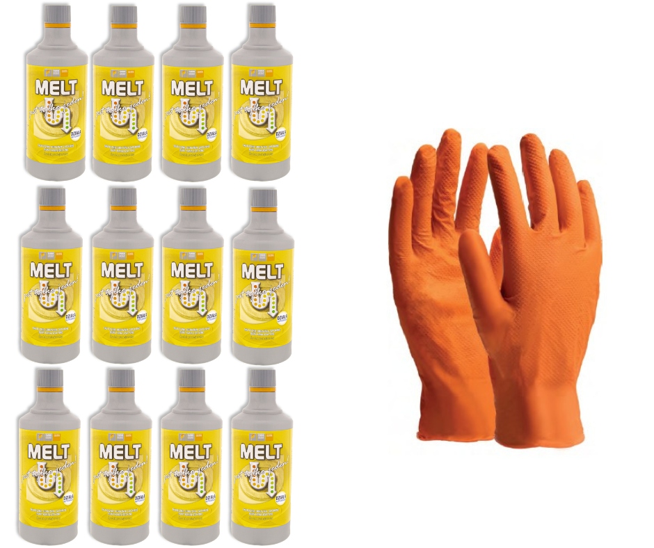 Melt Mocny Środek Do Udrażniania Rur I Syfonów 12 Sztuk Rękawiczki