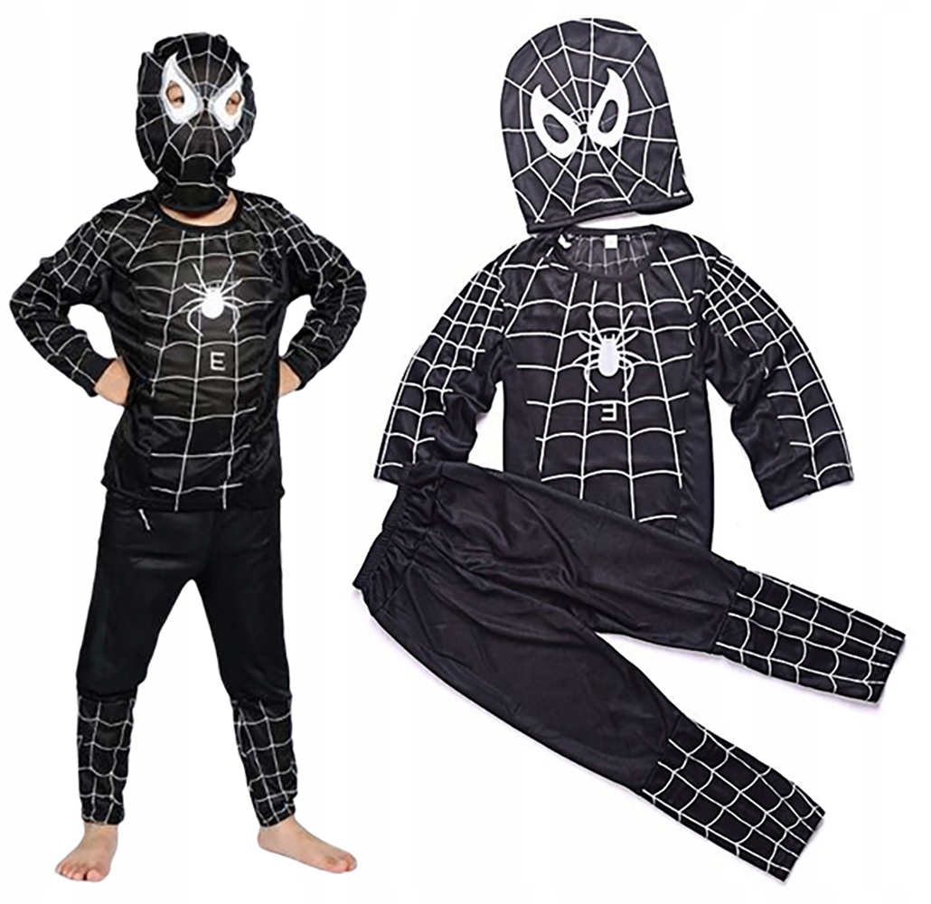 STRÓJ CZARNY SPIDERMAN CZŁOWIEK PAJĄK 3W1 110/122