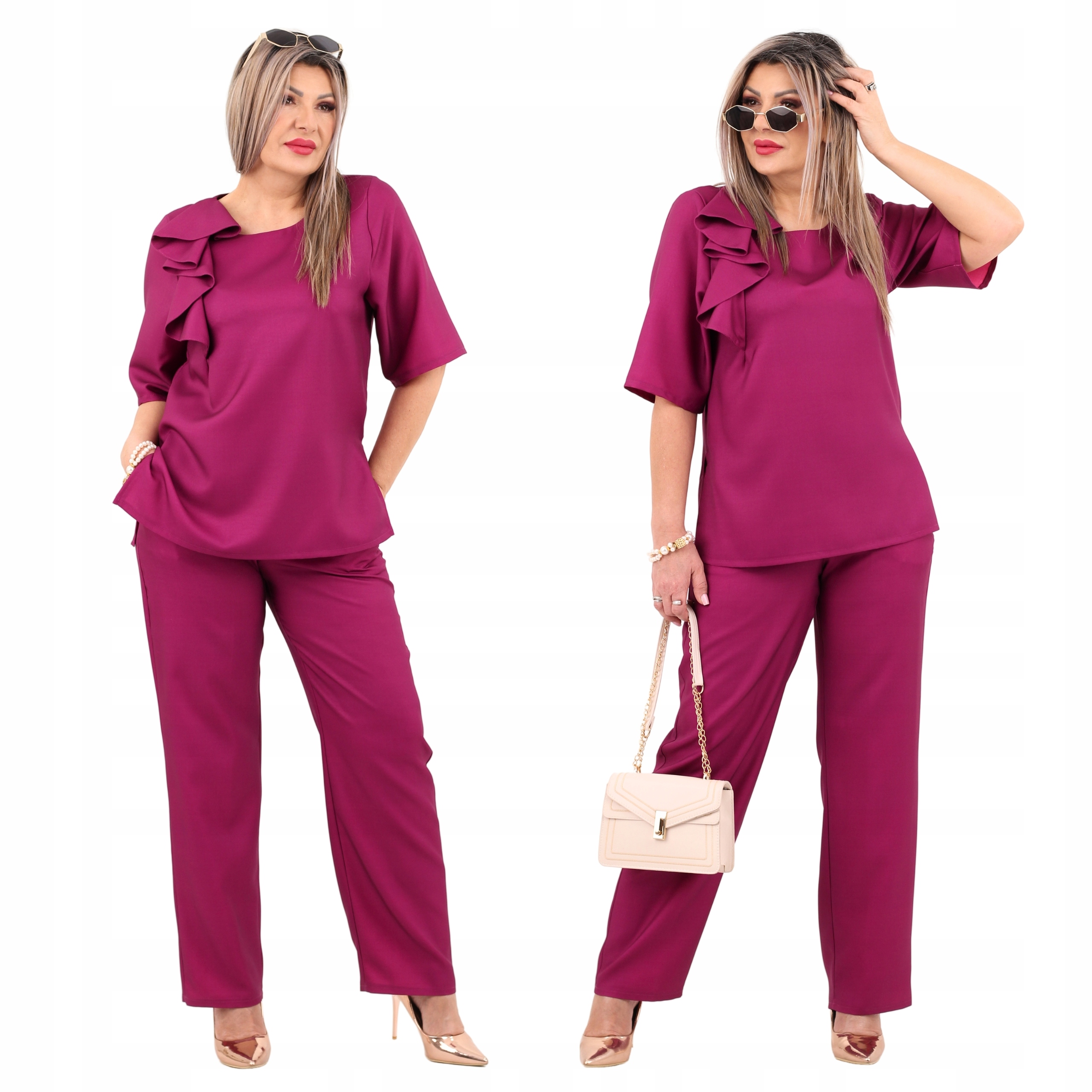 Bluzka i spodnie komplet wizytowy Polski Producent duże rozmiary