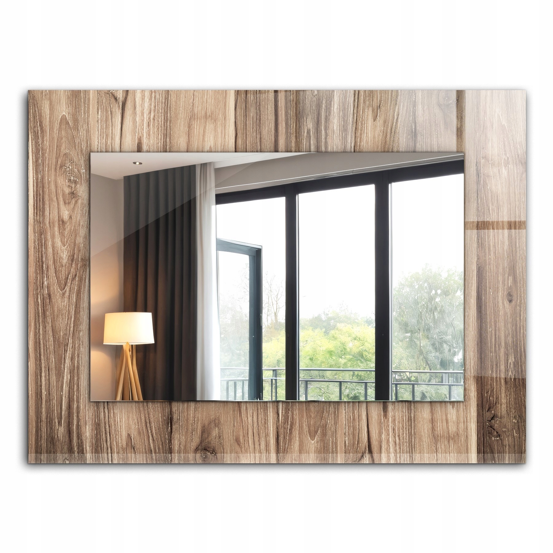 Dekoratívne závesné zrkadlo s potlačou Drevená podlahová doska XXL 80x60 cm