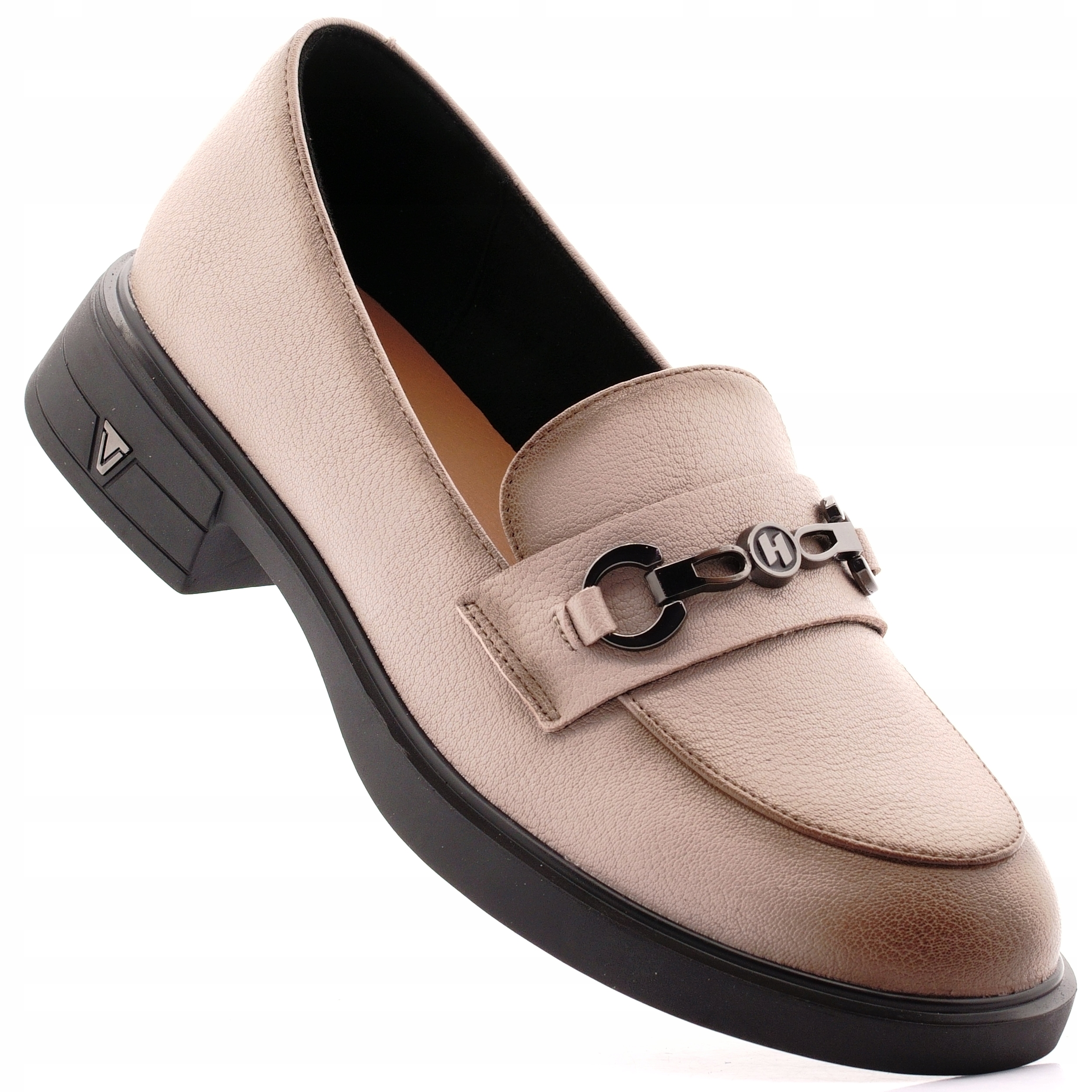 Vinceza Buty Damskie Mokasyny Beżowe Półbuty Lordsy Skórzane 39991 39