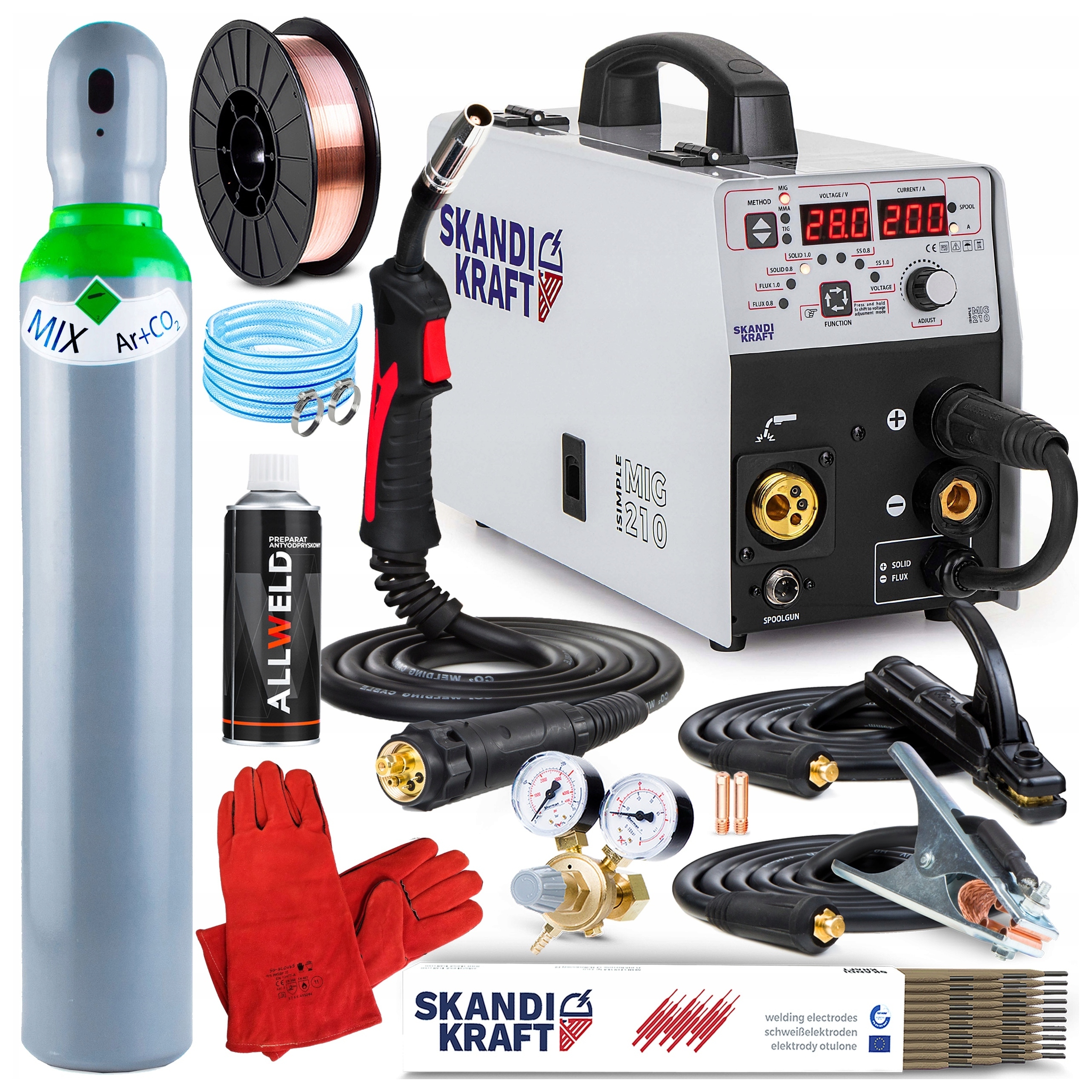 Svářečka Migomat Skandi Kraft Mig 210 Mma Tig 230V 200A Synergie Flux Igbt