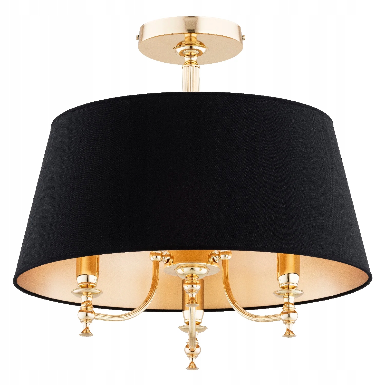 Zlatá stropná lampa s čiernym tienidlom 3xE14 10W Rosetta Alfa