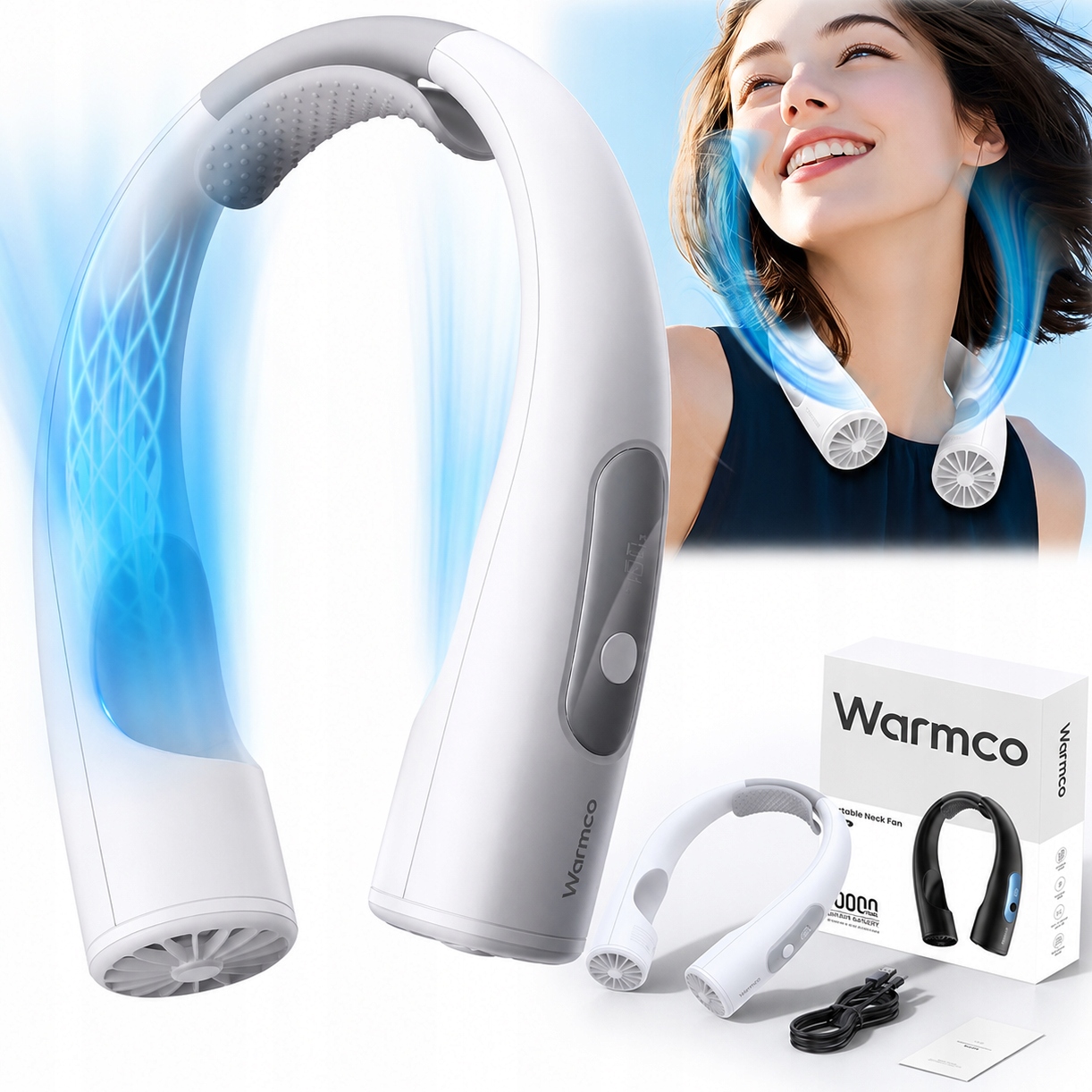 Usb ventilátor Tichý mini ventilátor na krk cirkulátor chlazení Warmco N1
