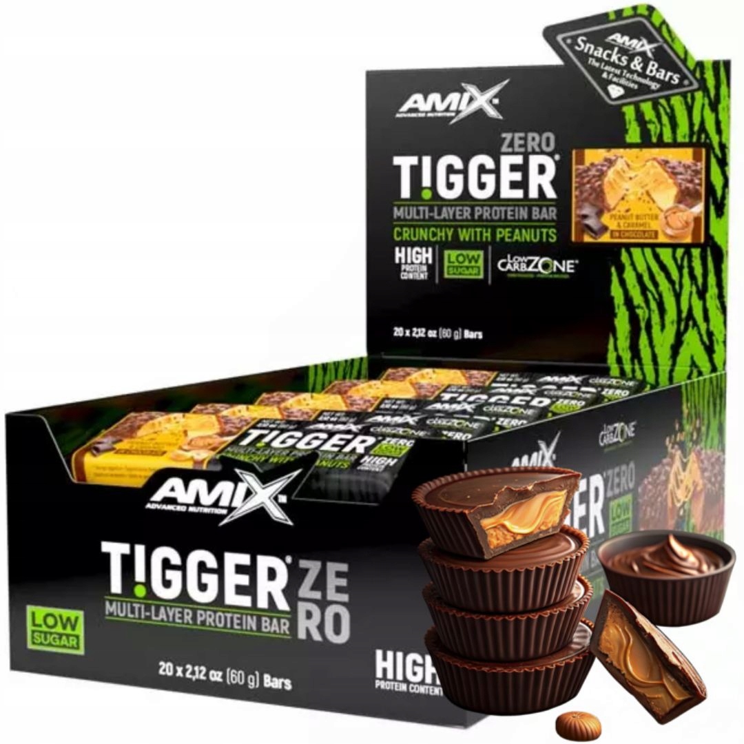 Amix Tyčinka Tigger 60 g Energie protein doplněk stravy proteinová wpc pasta ořechová
