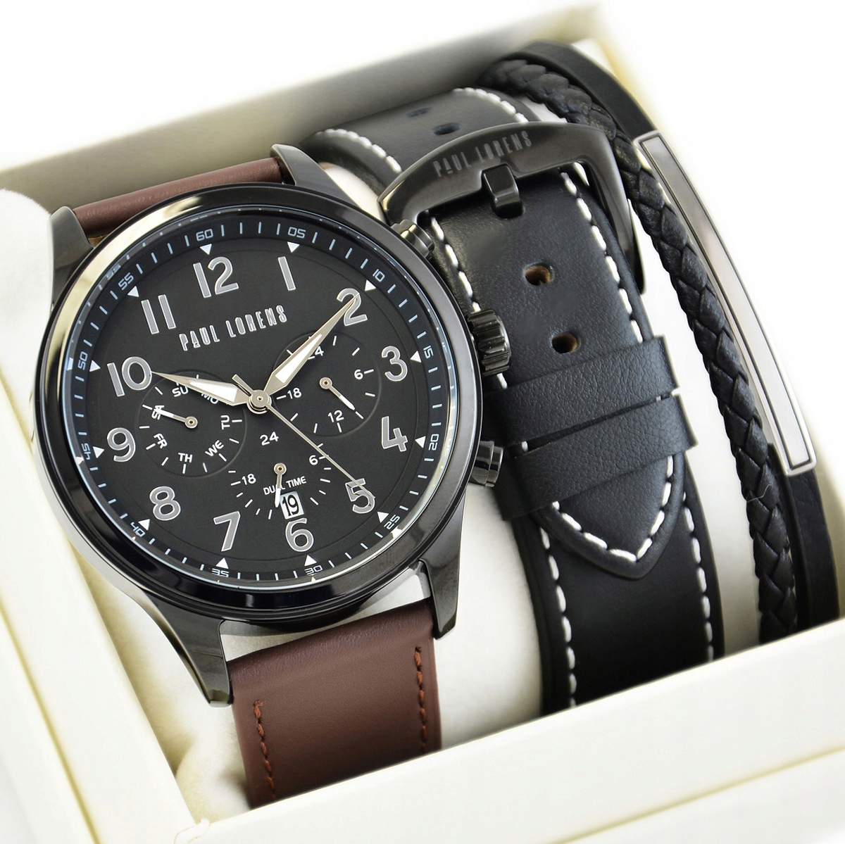 Sada pánských hodinek Paul Lorens Bayas s datumovkou denní čas Gravírování