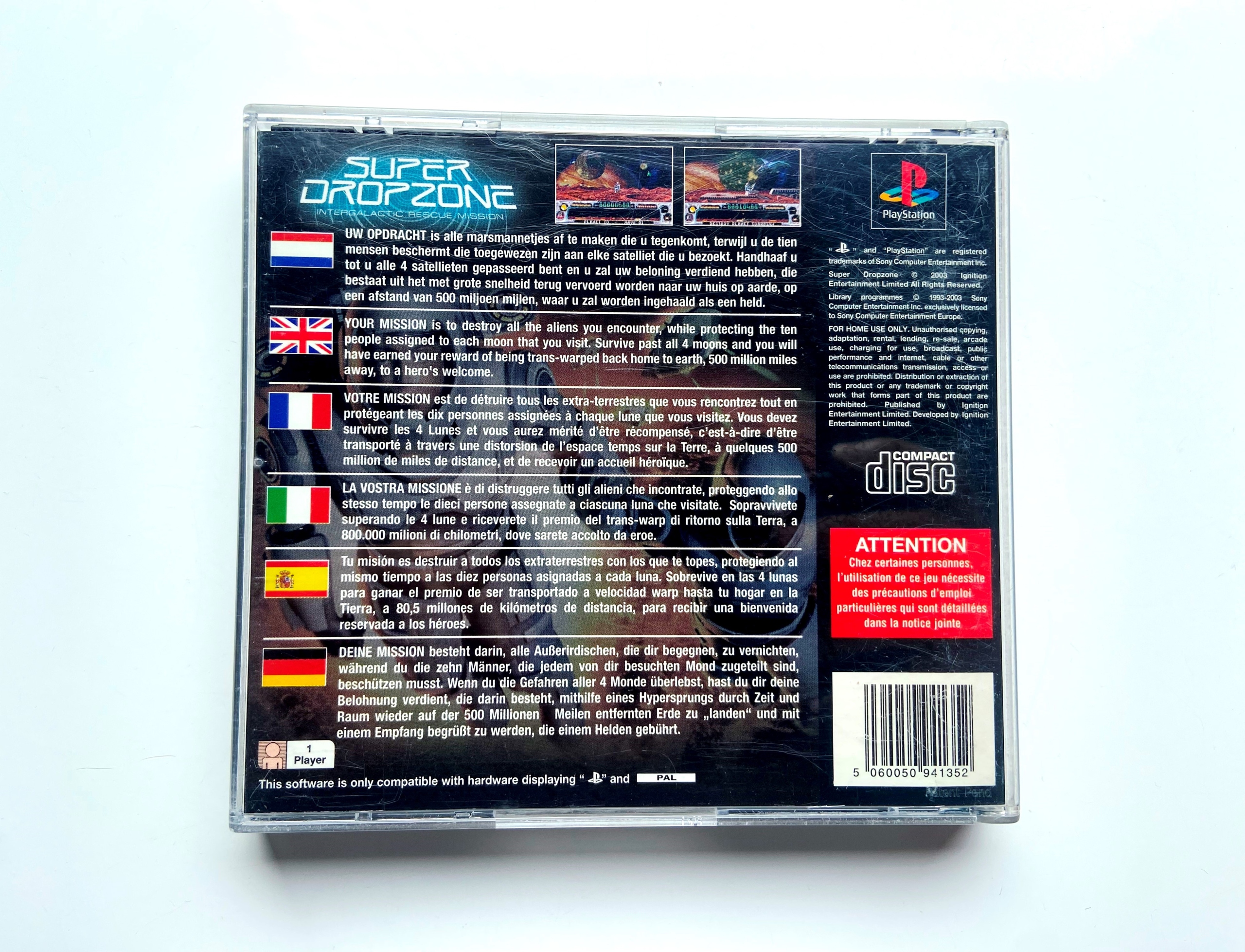 *** SUPER DROPZONE PSX PSONE PLAYSTATION 3xA *** Platforma Sony PlayStation (PSX)