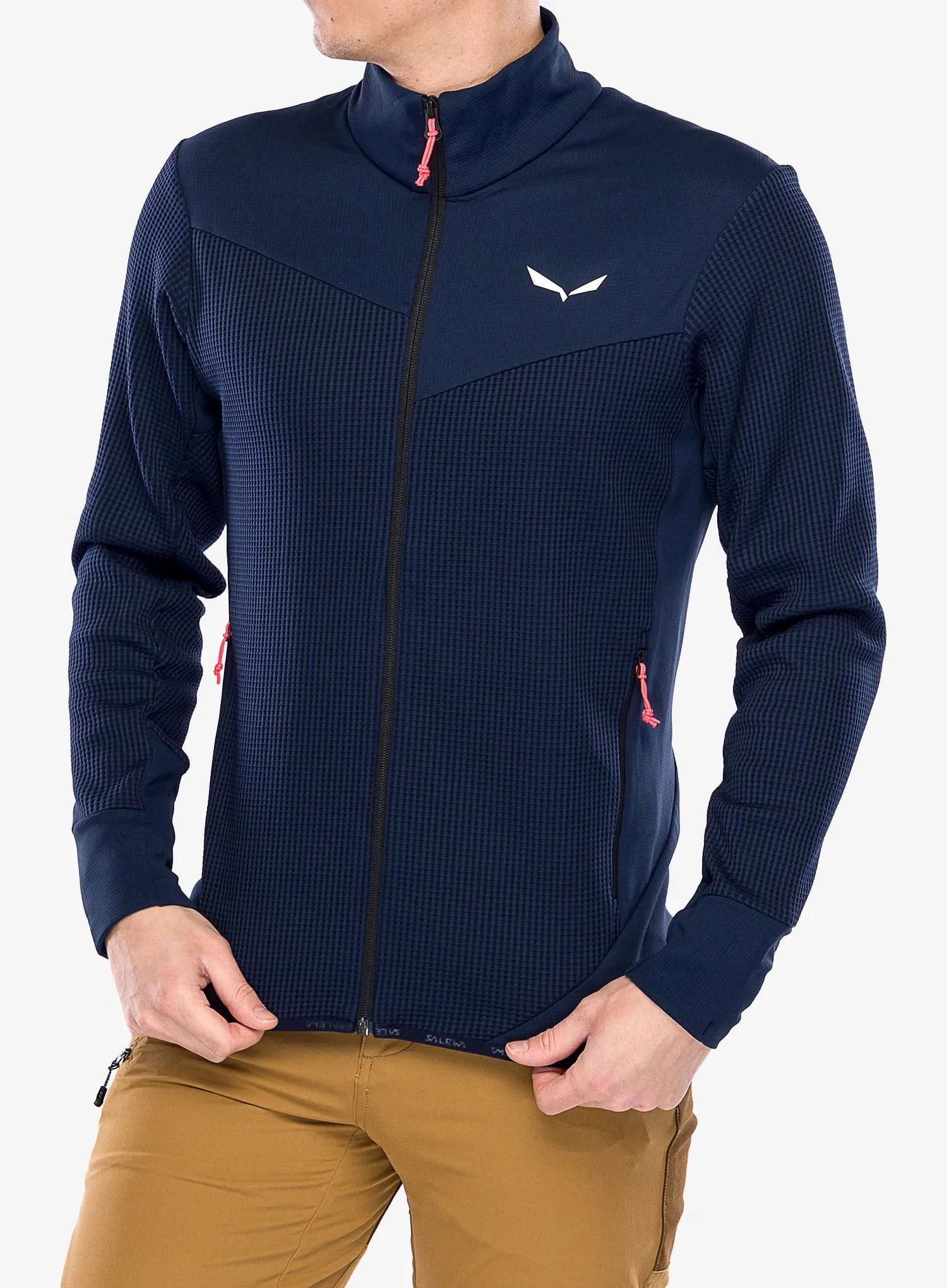 Mikina bez kapuce Salewa Puez Waffle Hyb Pl Jacket navy blazer S