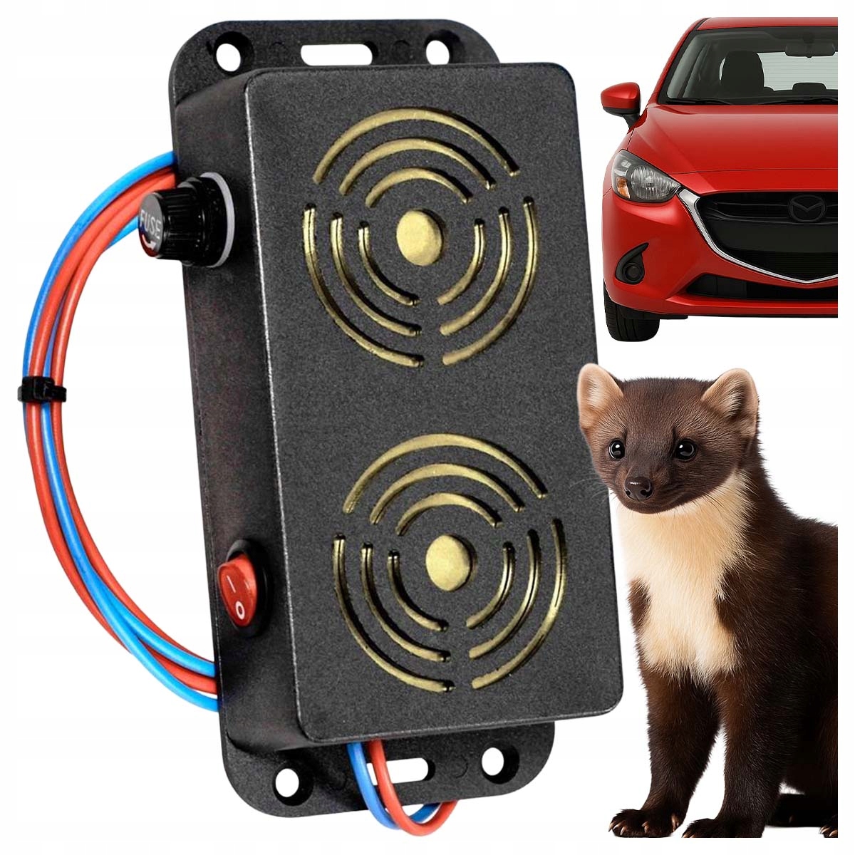Ultradźwiękowy Odstraszacz Kun I Myszy Do Auta Profesjonalny 2X50MM Pl