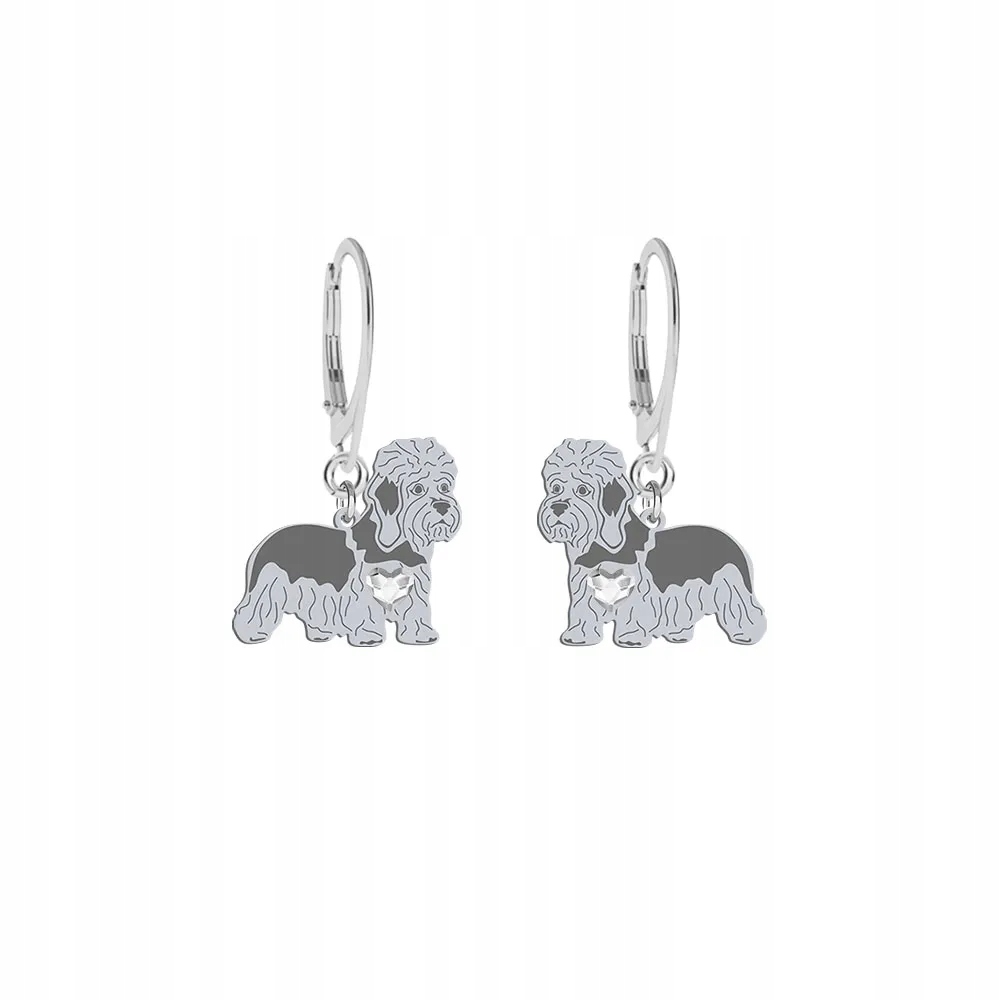 Stříbrné Náušnice se psem Dandie Dinmont Terrier 925 Dárek Gravírování Bonus
