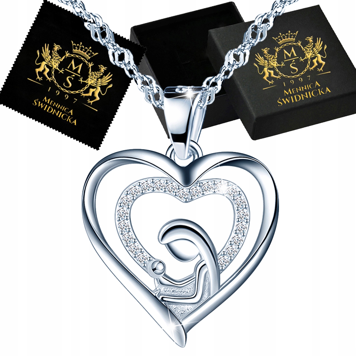 Stříbrný náhrdelník Stříbro 925 Srdce jako Dárek pro maminku Přívěsek