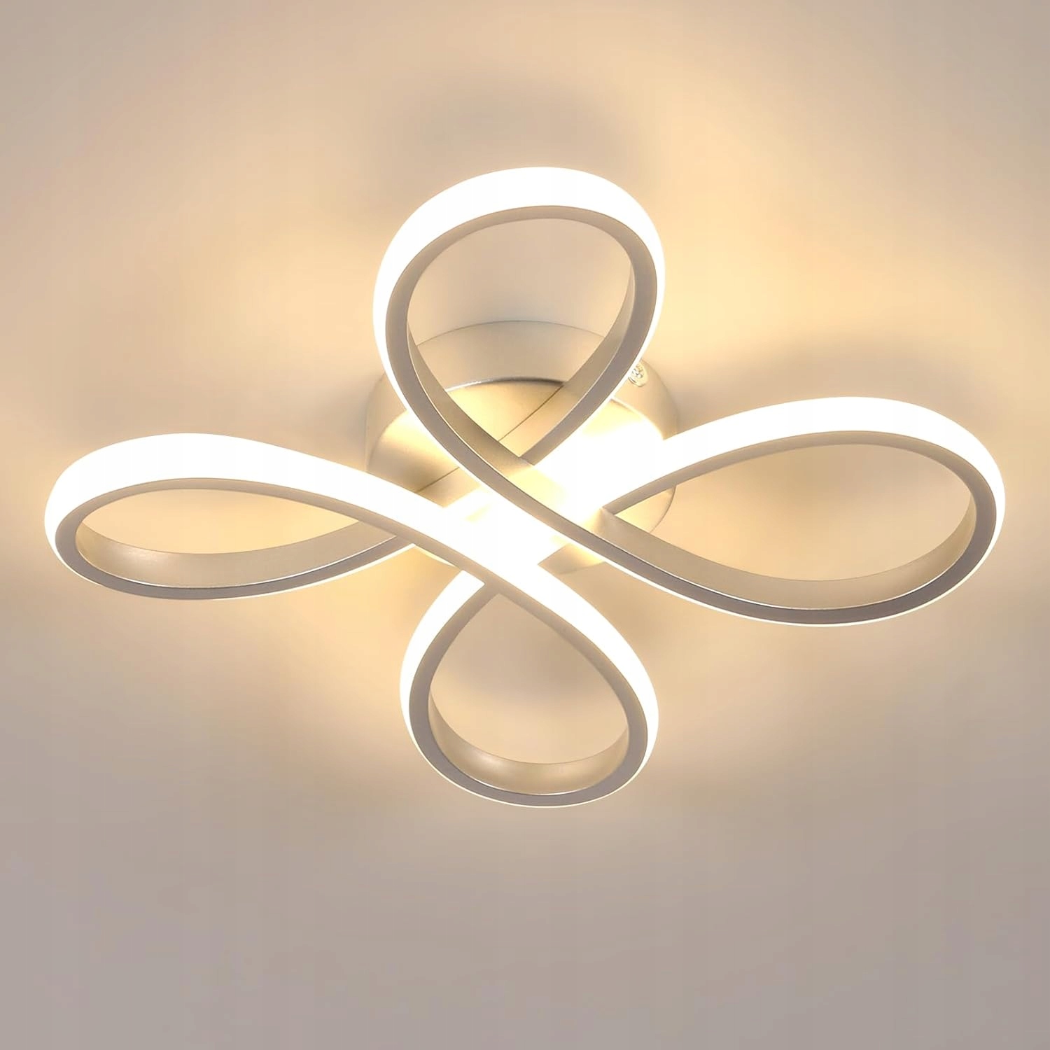 Lampa Sufitowa Wisząca Zyrandol Led Srebrny Nowoczesny 30W 3000K 3375LM