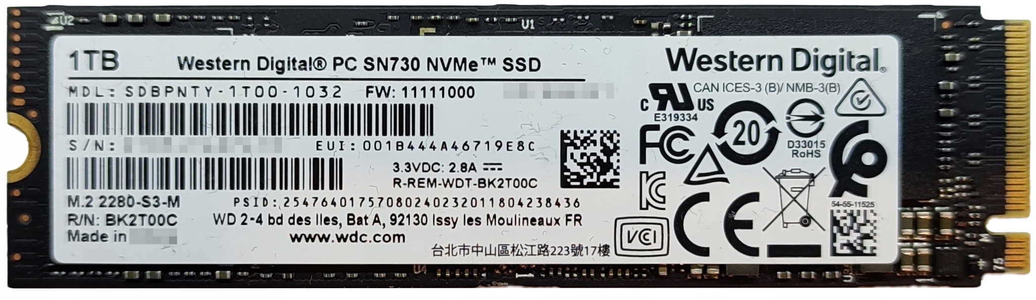 Dysk m.2 PCIe Western Digital 1TB SN730 3400/3100MB/s