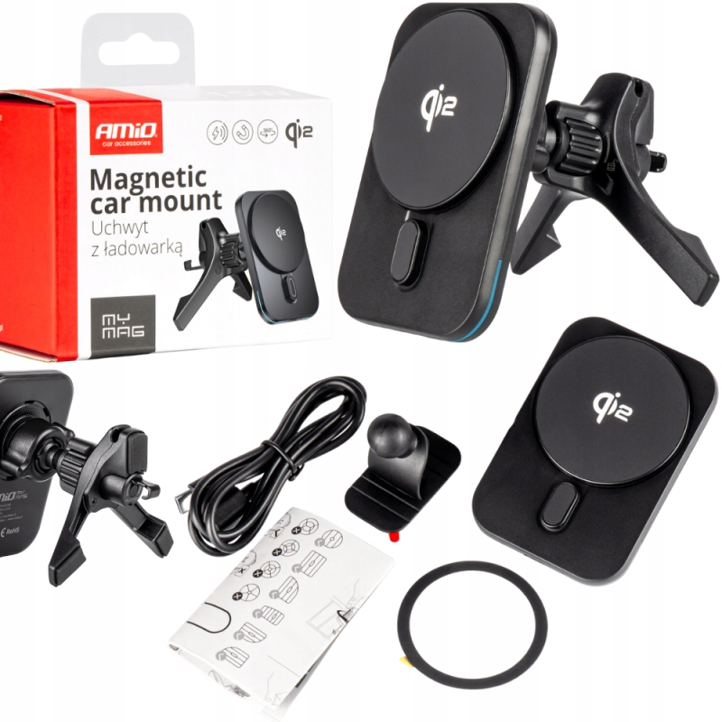 Indukční Nabíječka Qi2 Magnetický Držák Do Auta S Kartičkou Na Kokpit