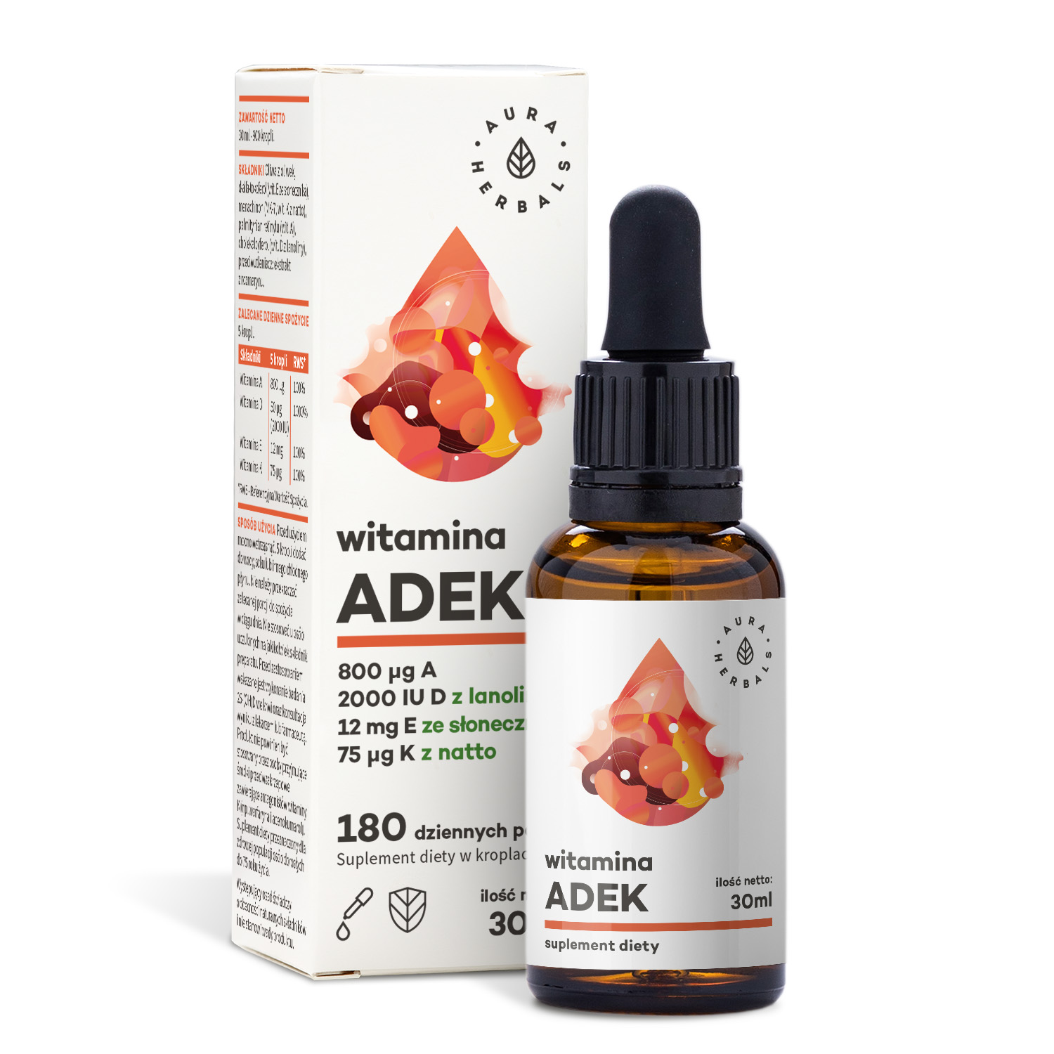 AURA HERBALS VITAMÍN ADEK A+D3 2000IU+E+K2MK7